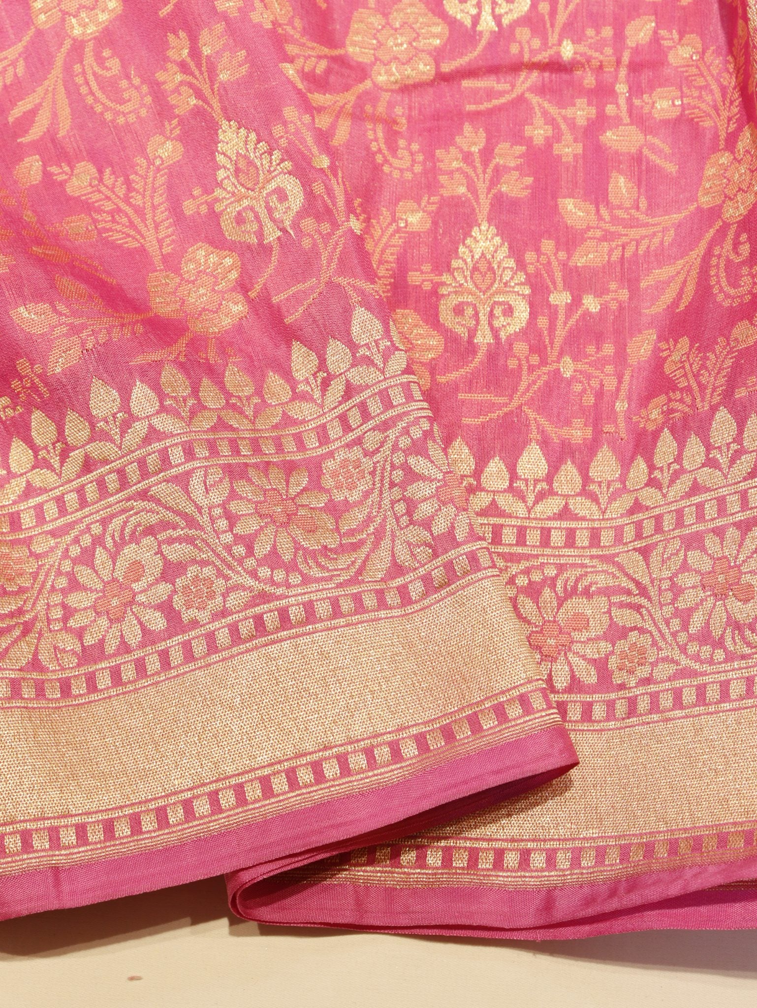 Pink Summer Silk Banarasi saree blouse piece