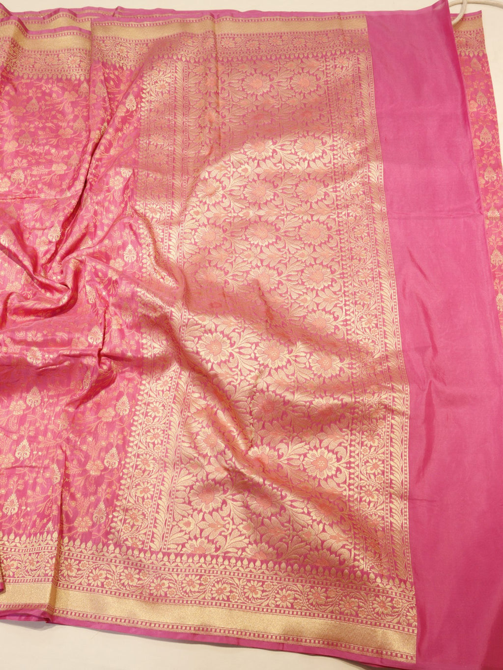 Pink Summer Silk Banarasi saree full spread