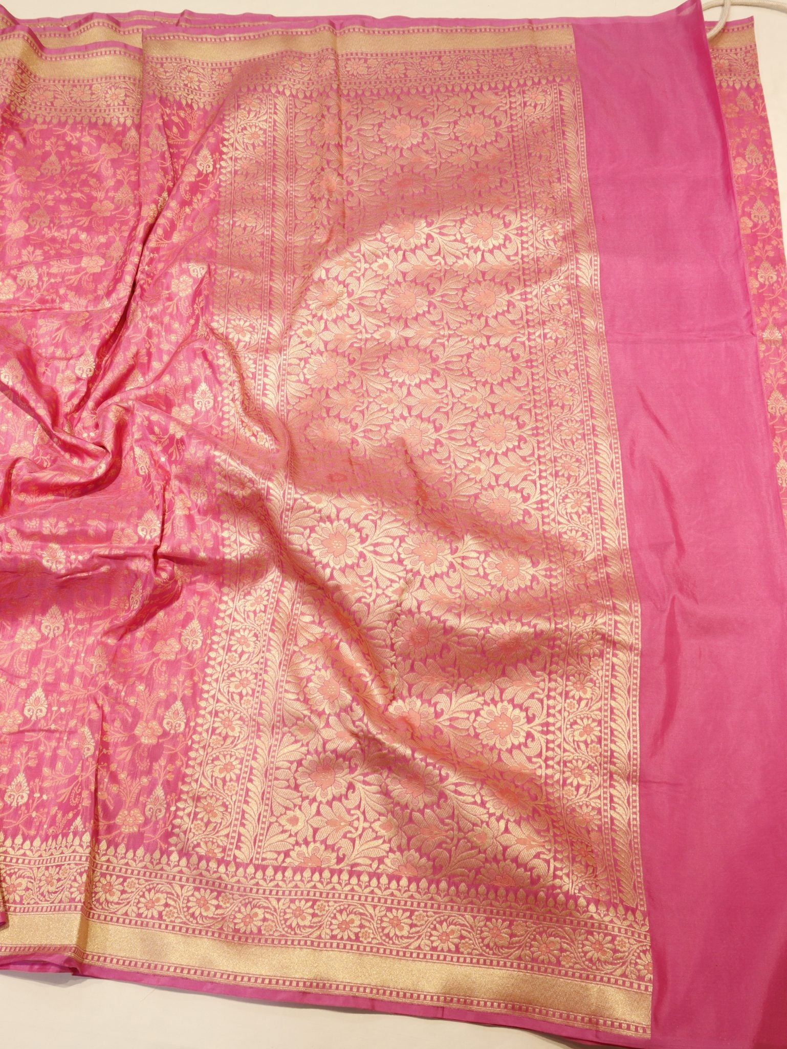 Pink Summer Silk Banarasi saree full spread