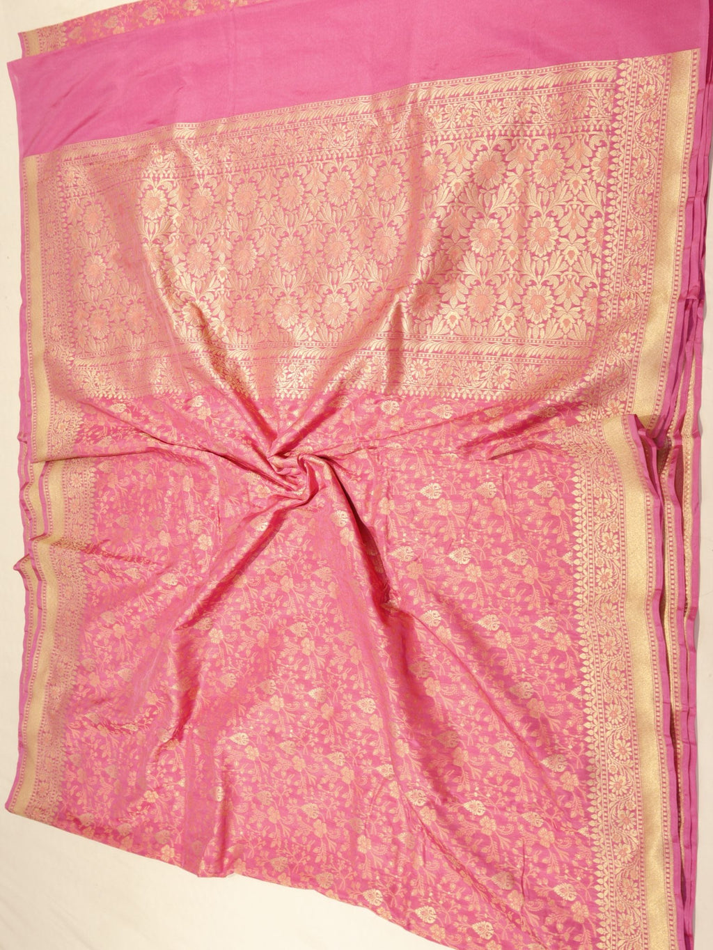 Pink Summer Silk Banarasi saree folded view