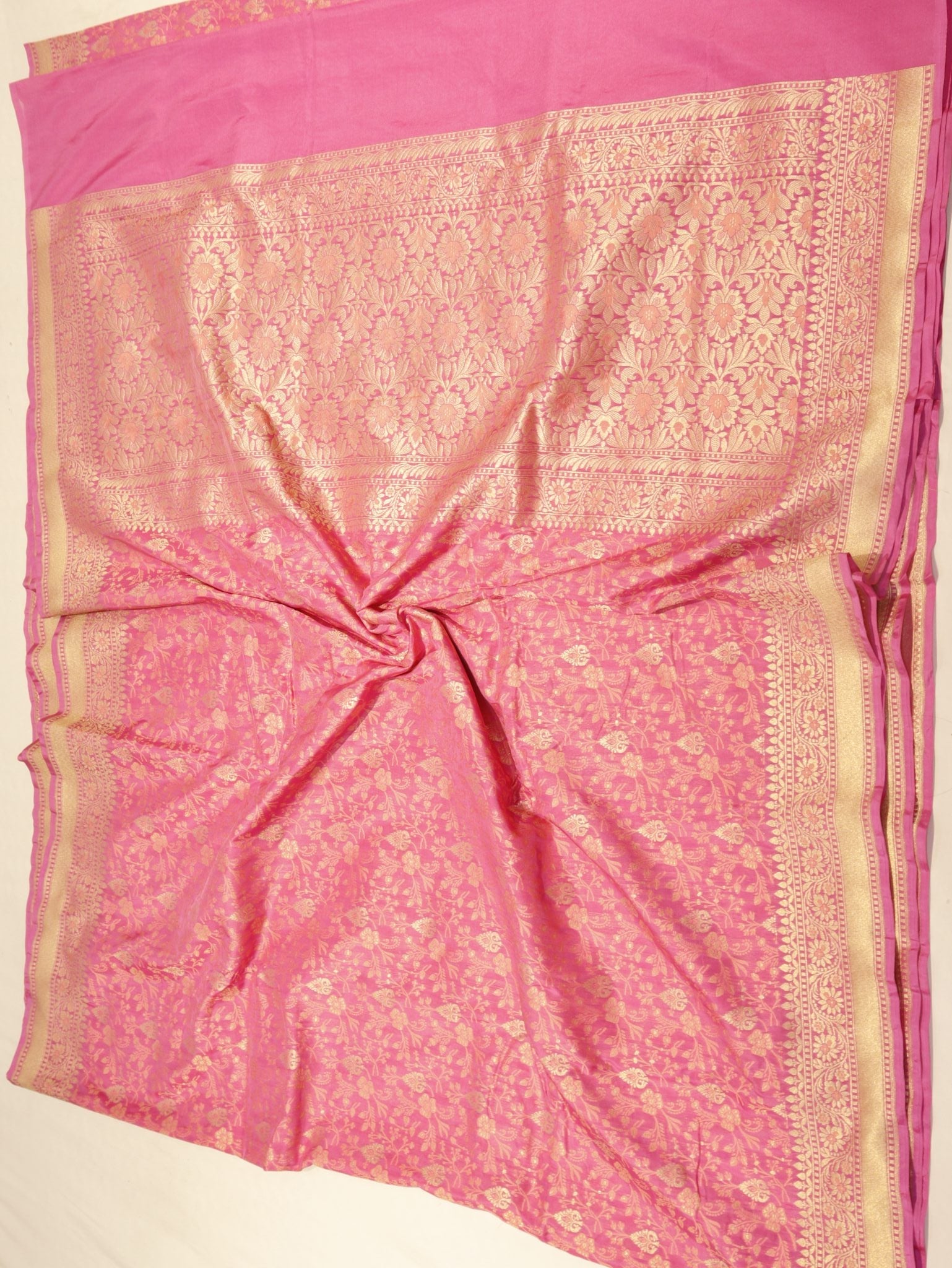 Pink Summer Silk Banarasi saree folded view