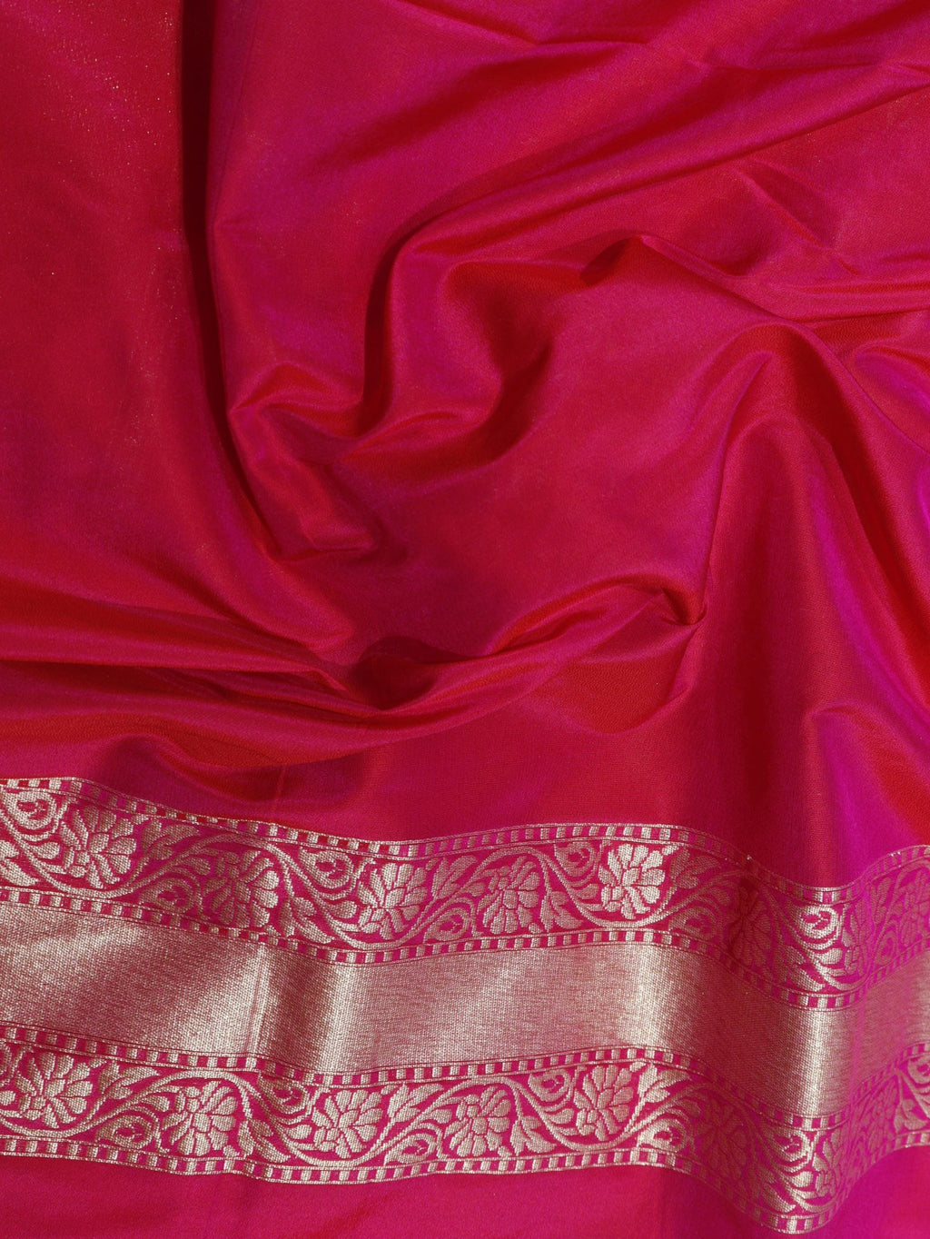 Rani Pink Summer Silk Banarasi saree zari work detail