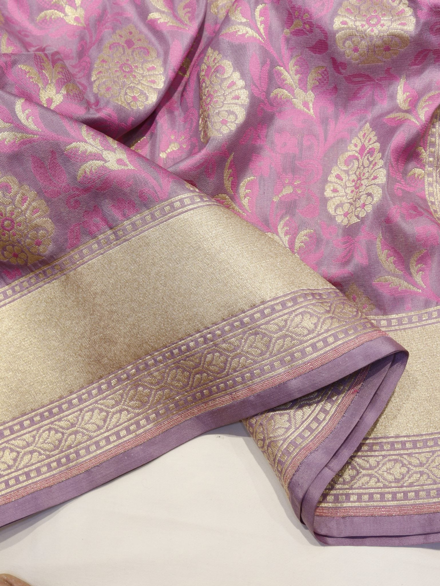 Lavender Summer Silk Banarasi saree blouse piece