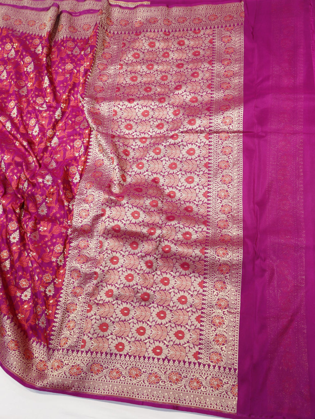 Magenta Pink Summer Silk Banarasi saree blouse piece