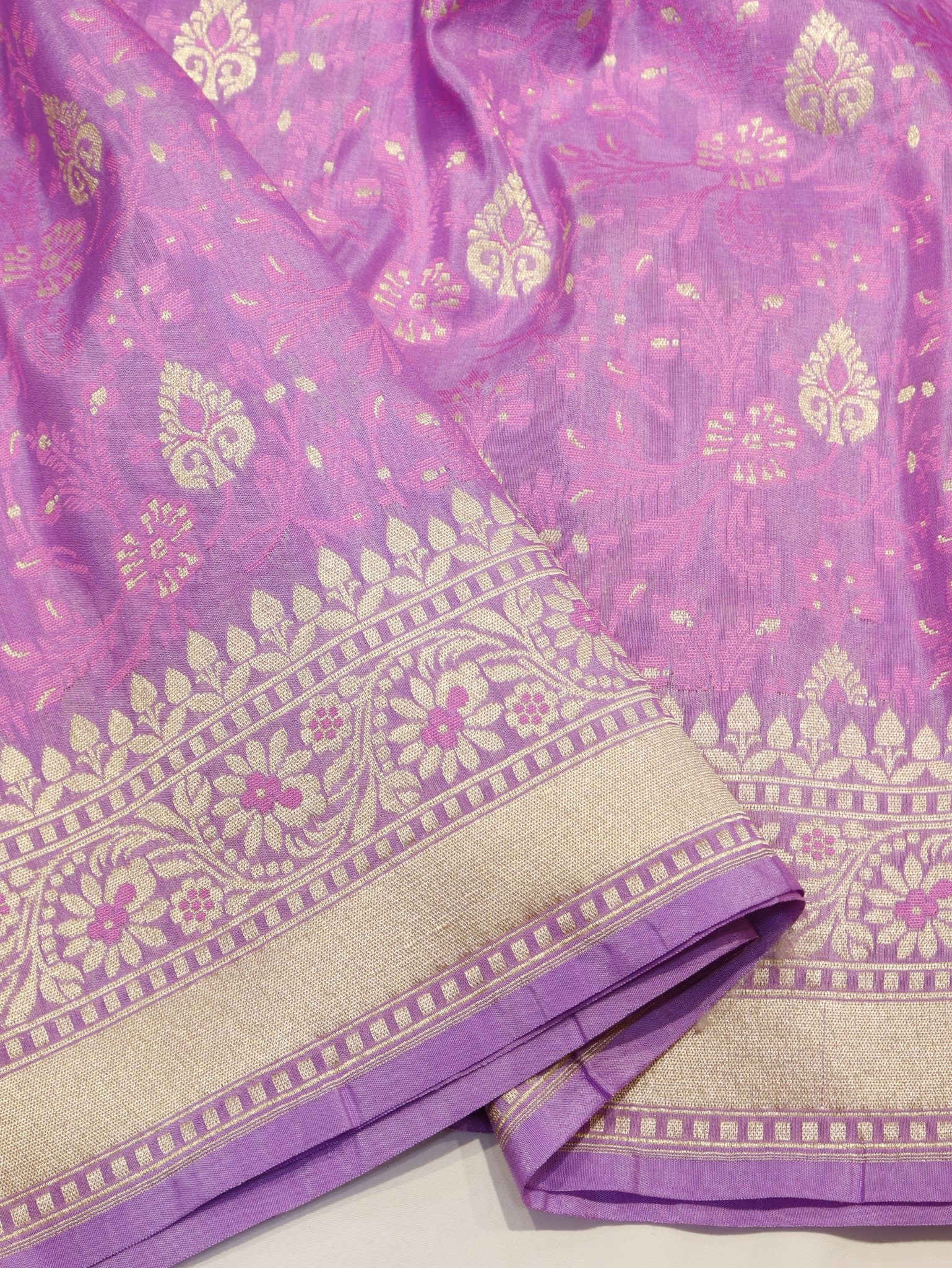 Lavender Summe Silk Banarasi saree blouse piece
