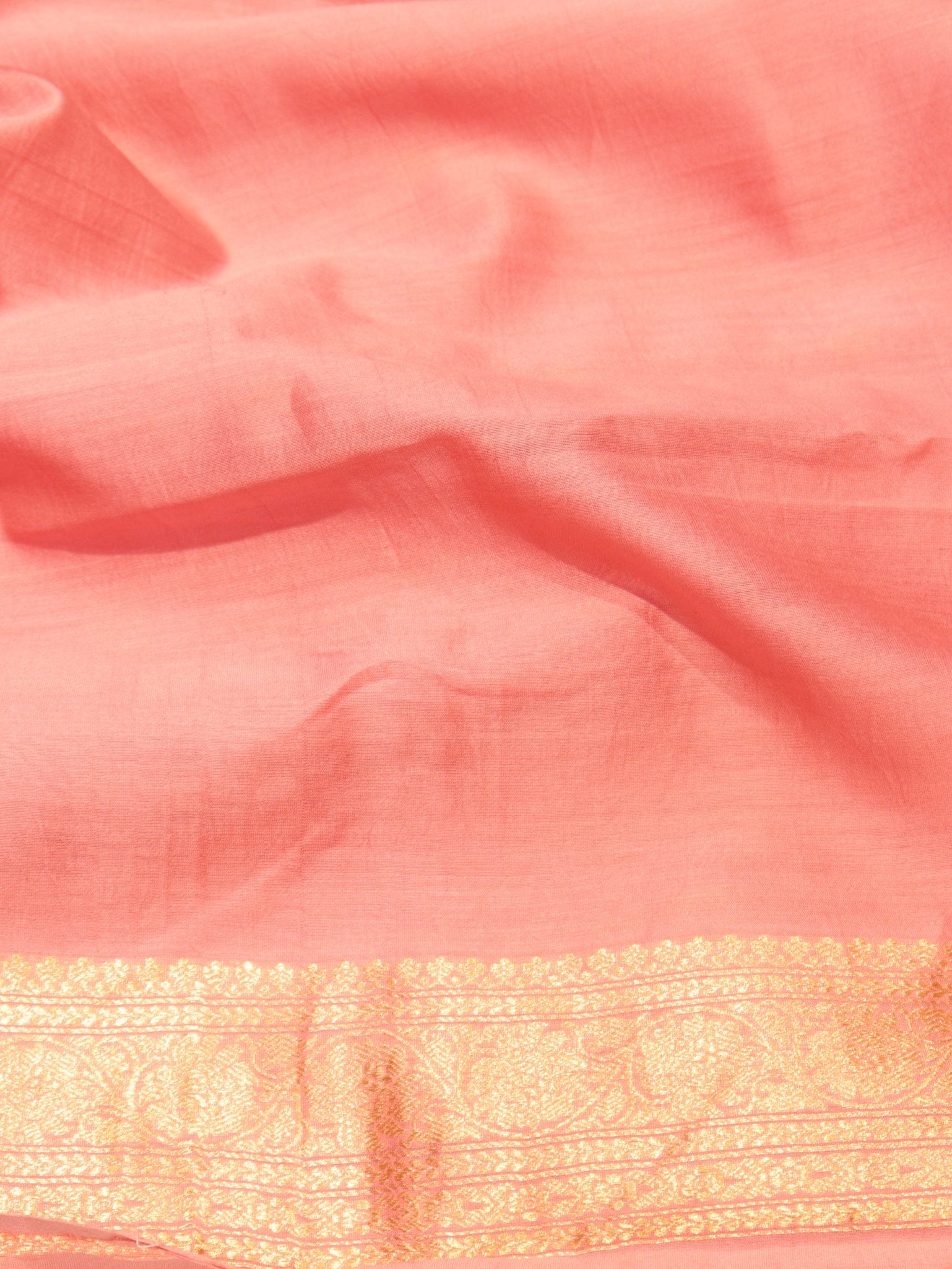Fusion Coral Linen Banarasi suit bottom detail