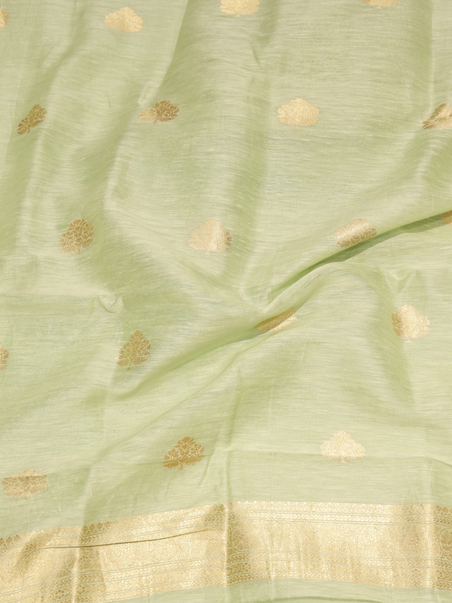 Green Linen Banarasi suit bottom detail