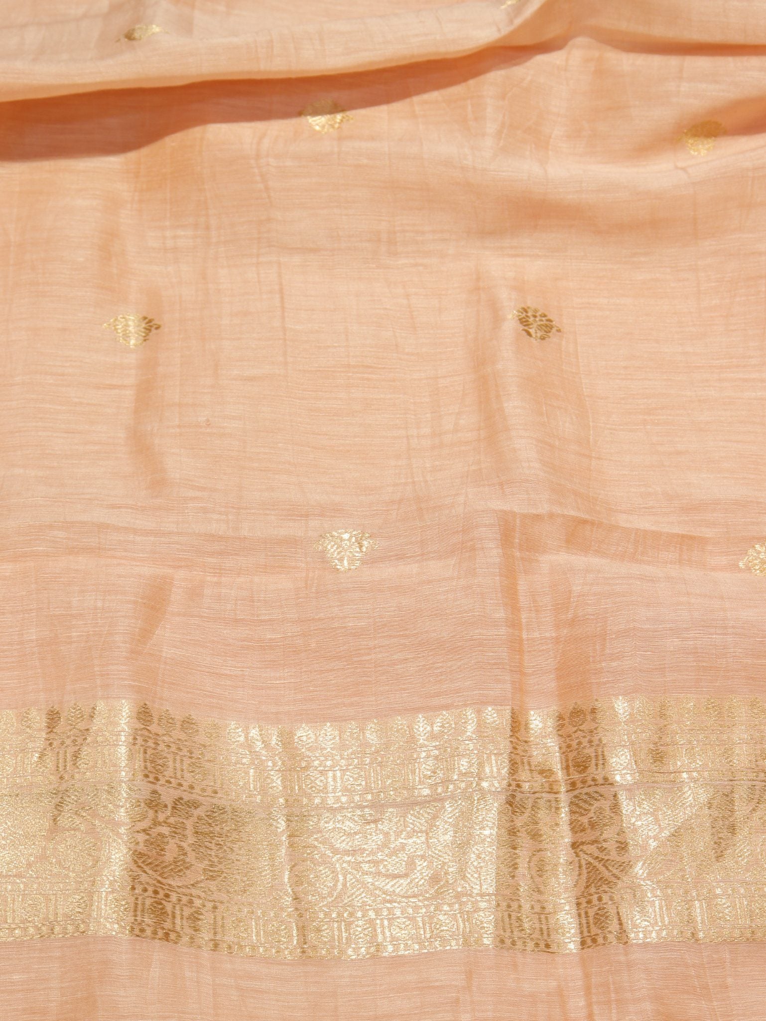 Calm Orange Linen Banarasi suit sleeve detail