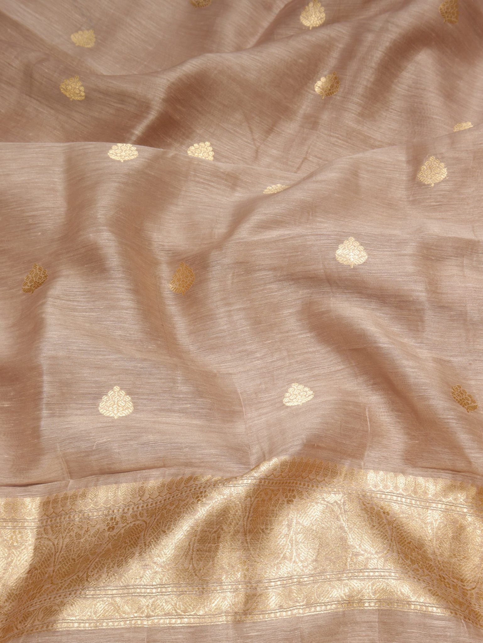 Coffee Powder Brown Linen Banarasi suit sleeve detail