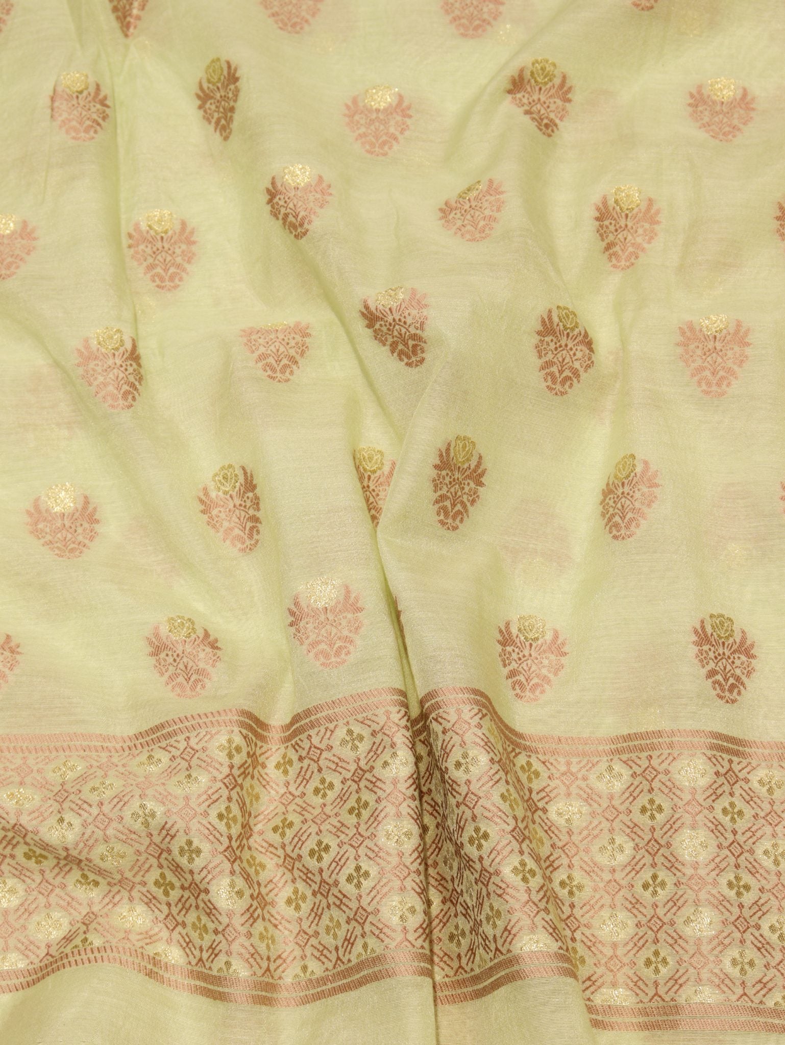 Green Cotton Banarasi suit sleeve detail