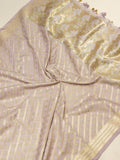 Pastel Lavender Cotton Banarasi suit front drape view