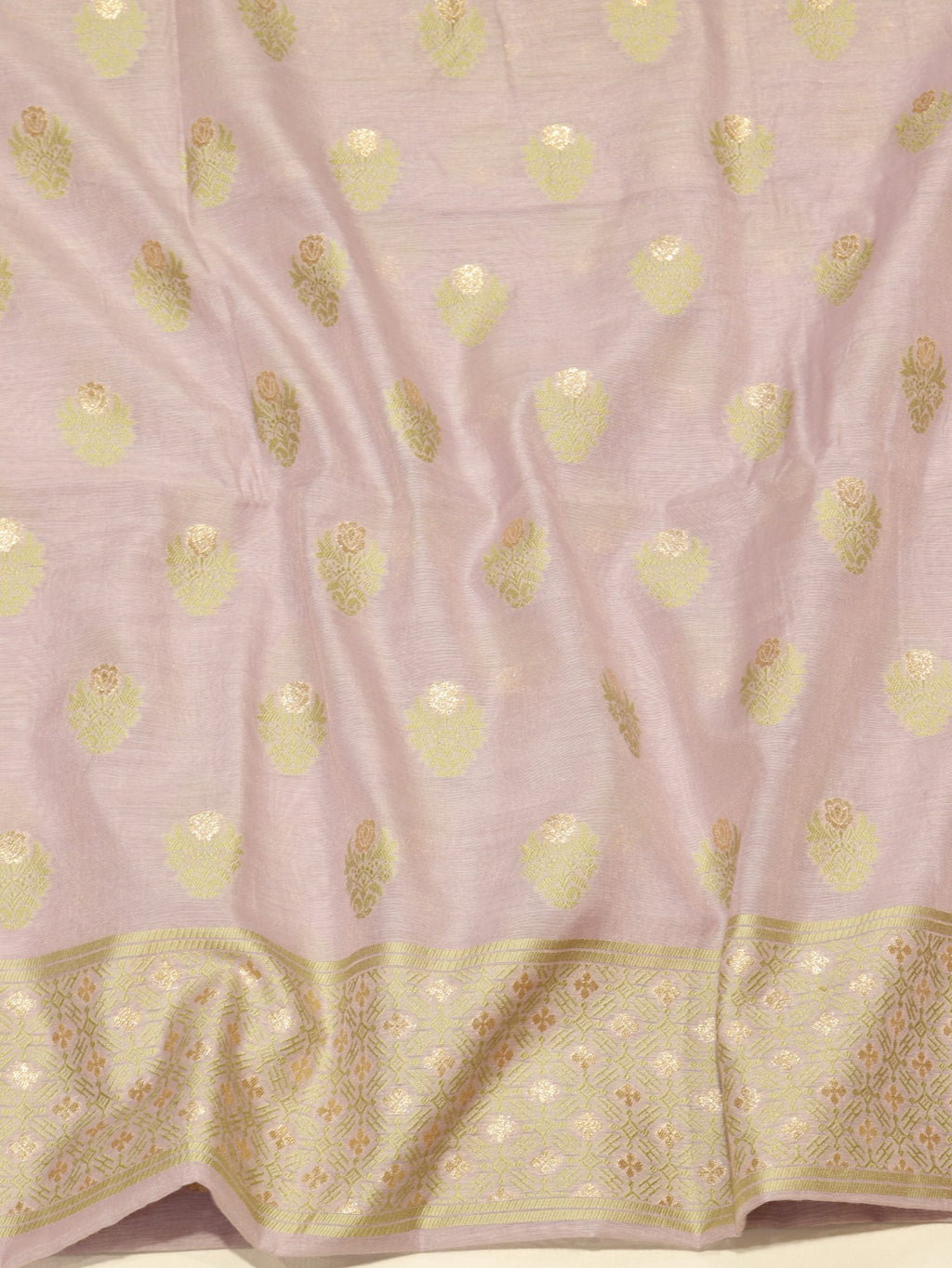 Pastel Lavender Cotton Banarasi suit neckline detail