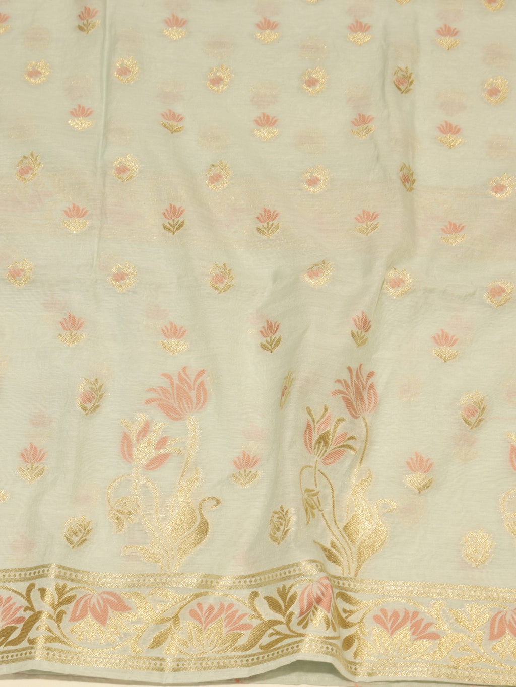 Soft Seafoam Cotton Banarasi suit sleeve detail