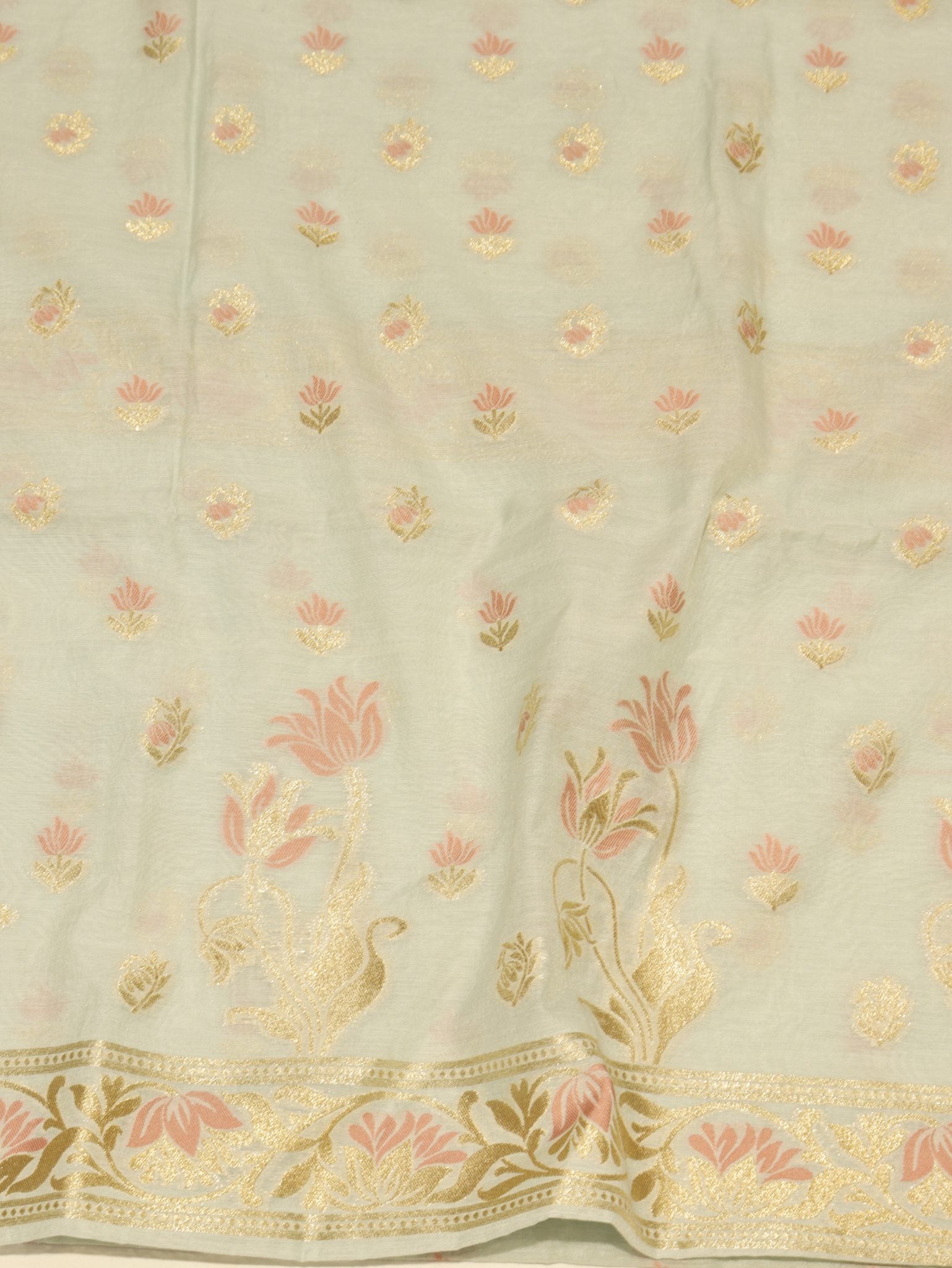 Soft Seafoam Cotton Banarasi suit sleeve detail