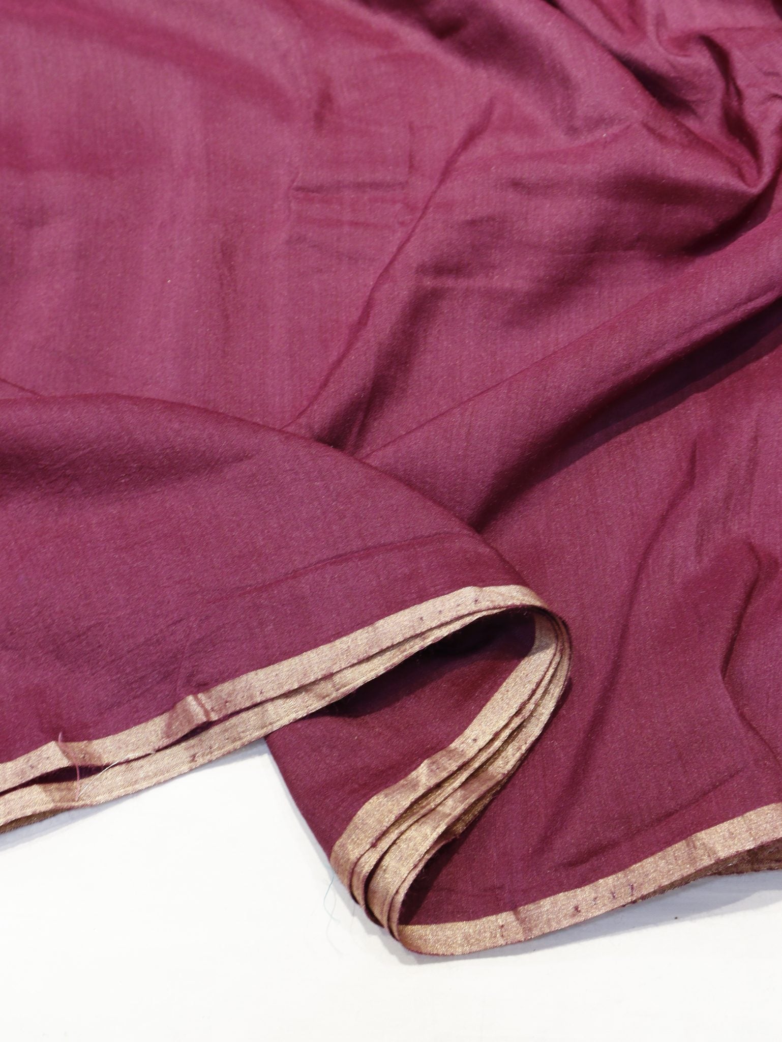 Plum Moonga Silk Banarasi saree blouse piece