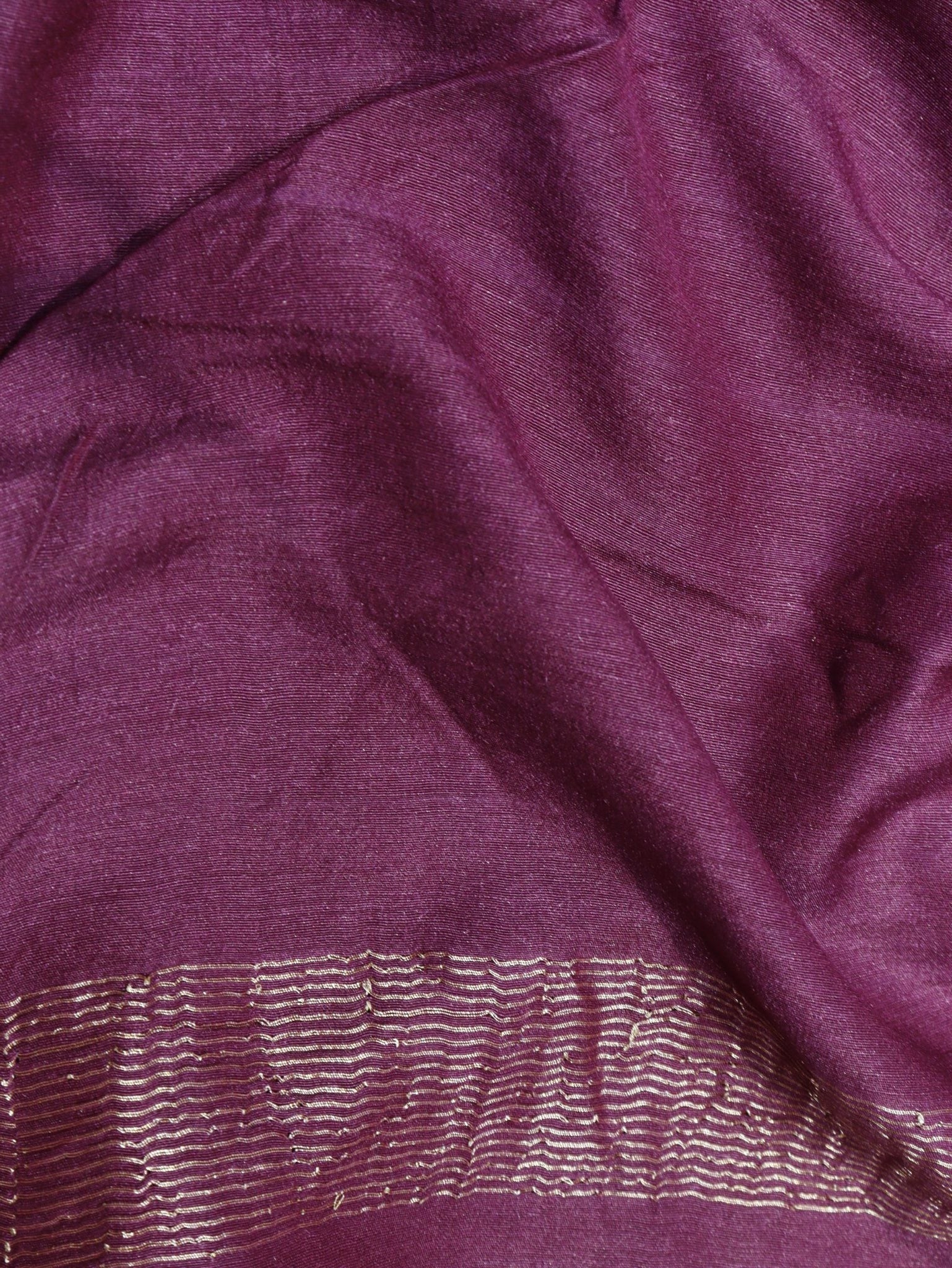 Plum Moonga Silk Banarasi saree full spread
