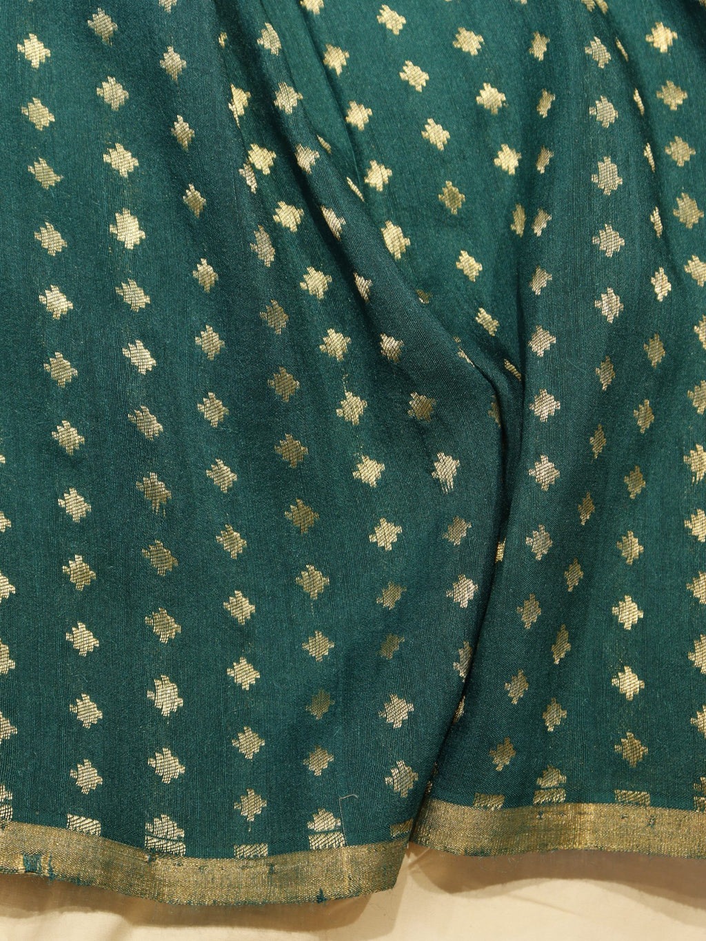 Bottle Green Moonga Silk Banarasi saree zari work detail