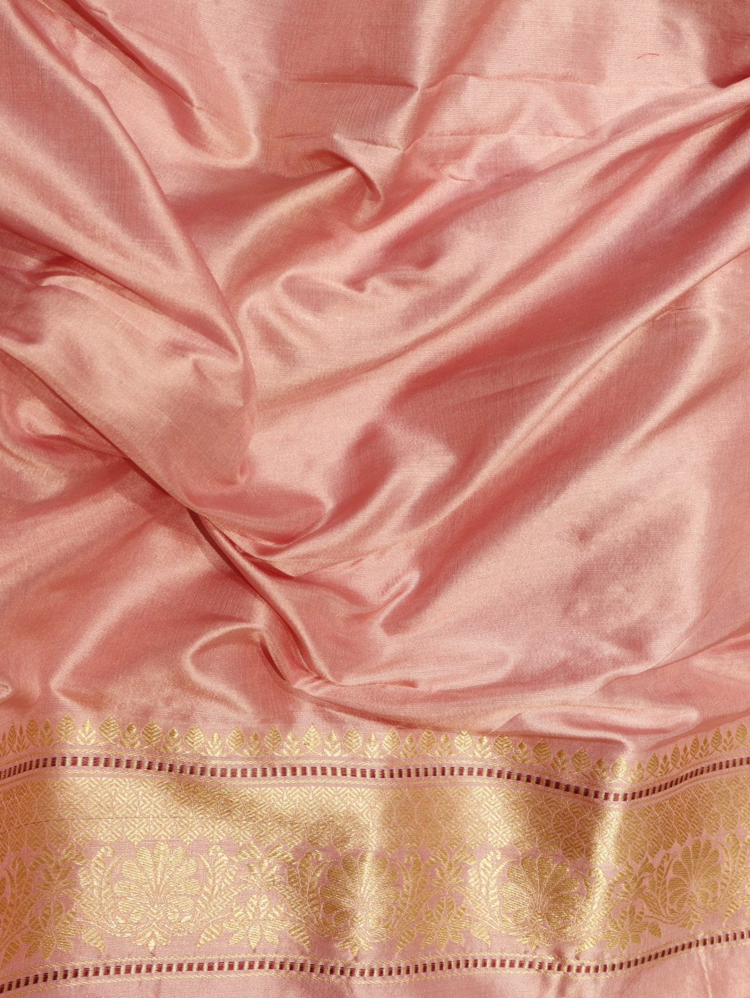 Soft Pink Katan Silk Banarasi saree folded view
