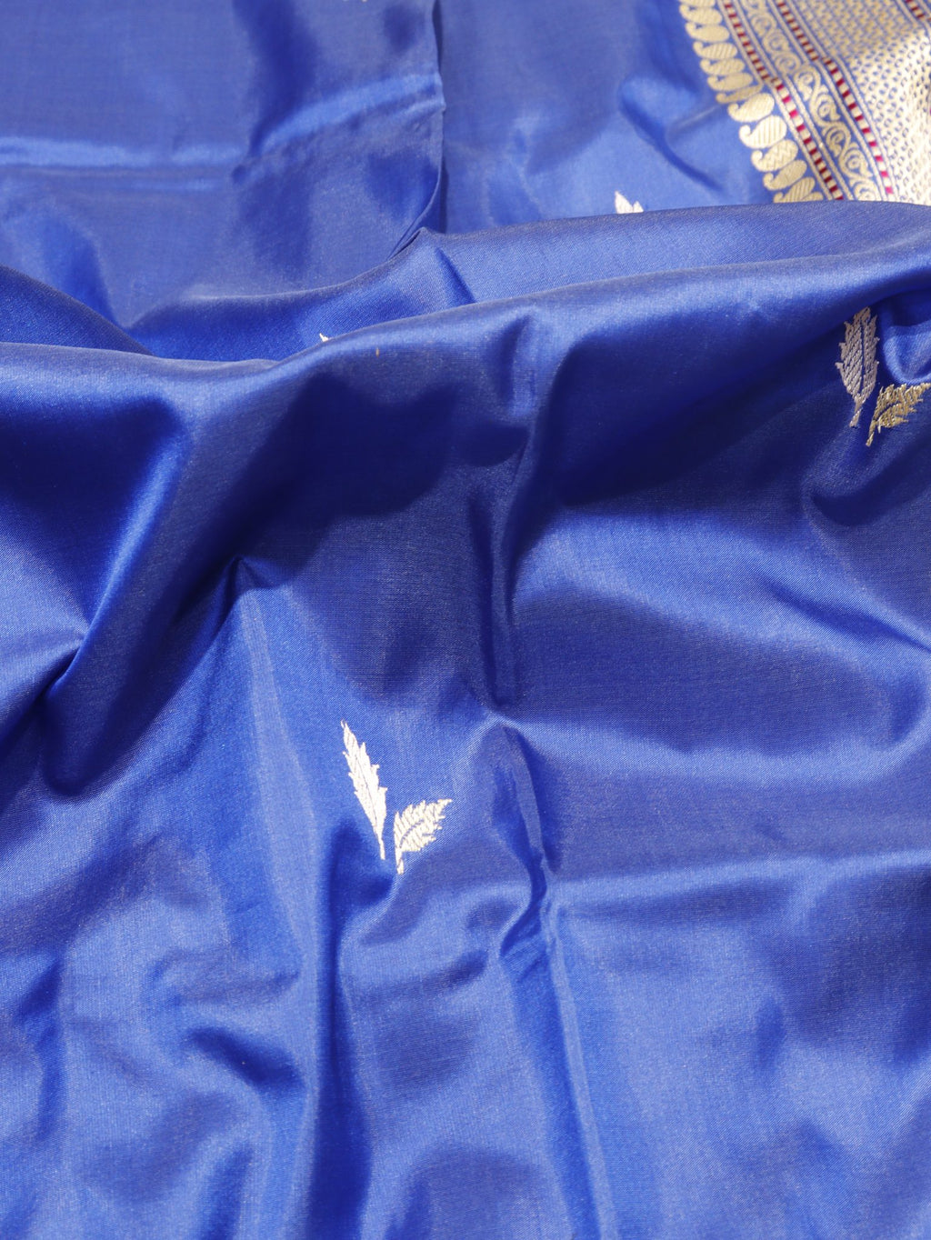 Royal Blue Katan Silk Banarasi saree full spread