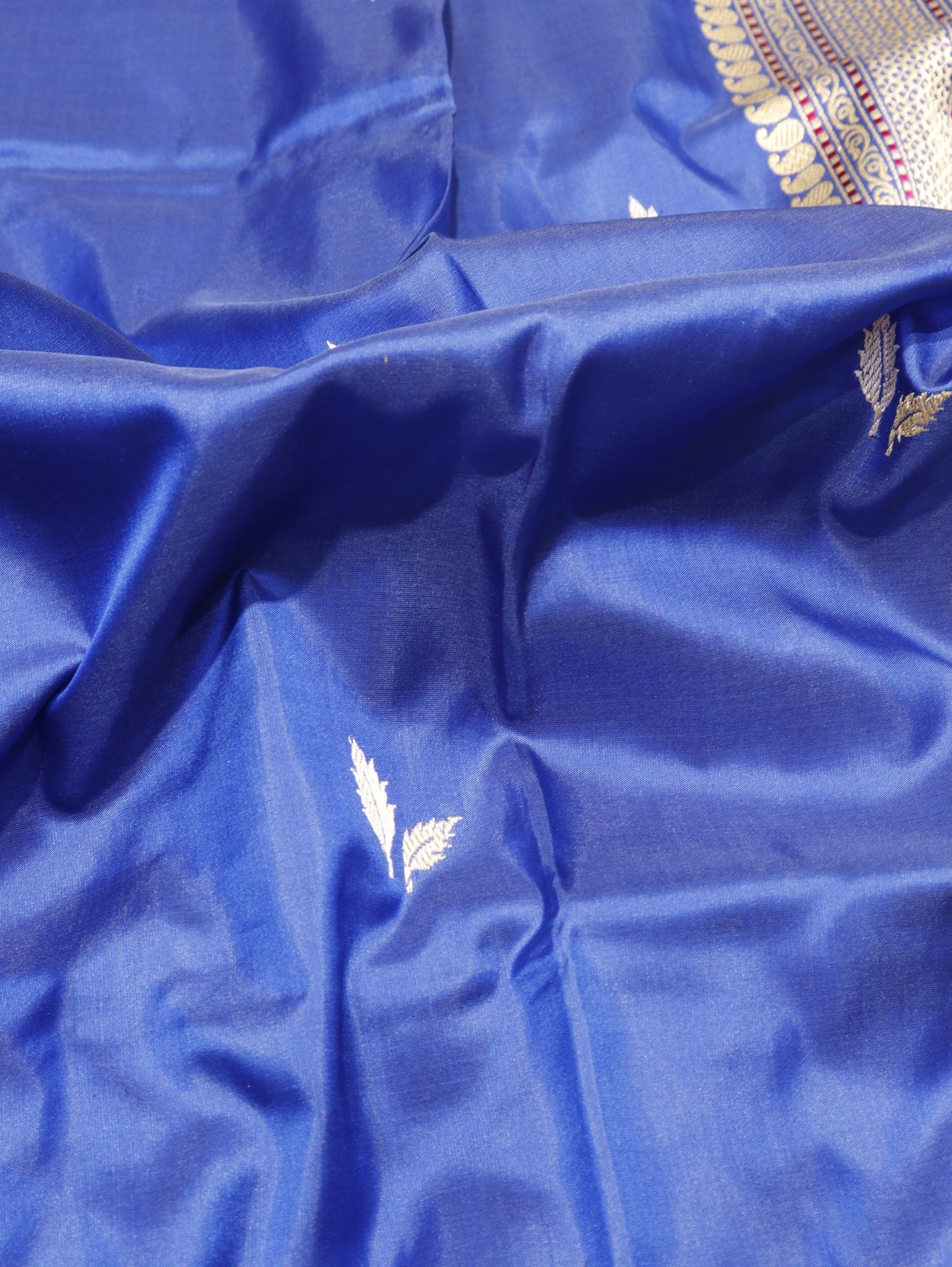 Royal Blue Katan Silk Banarasi saree full spread