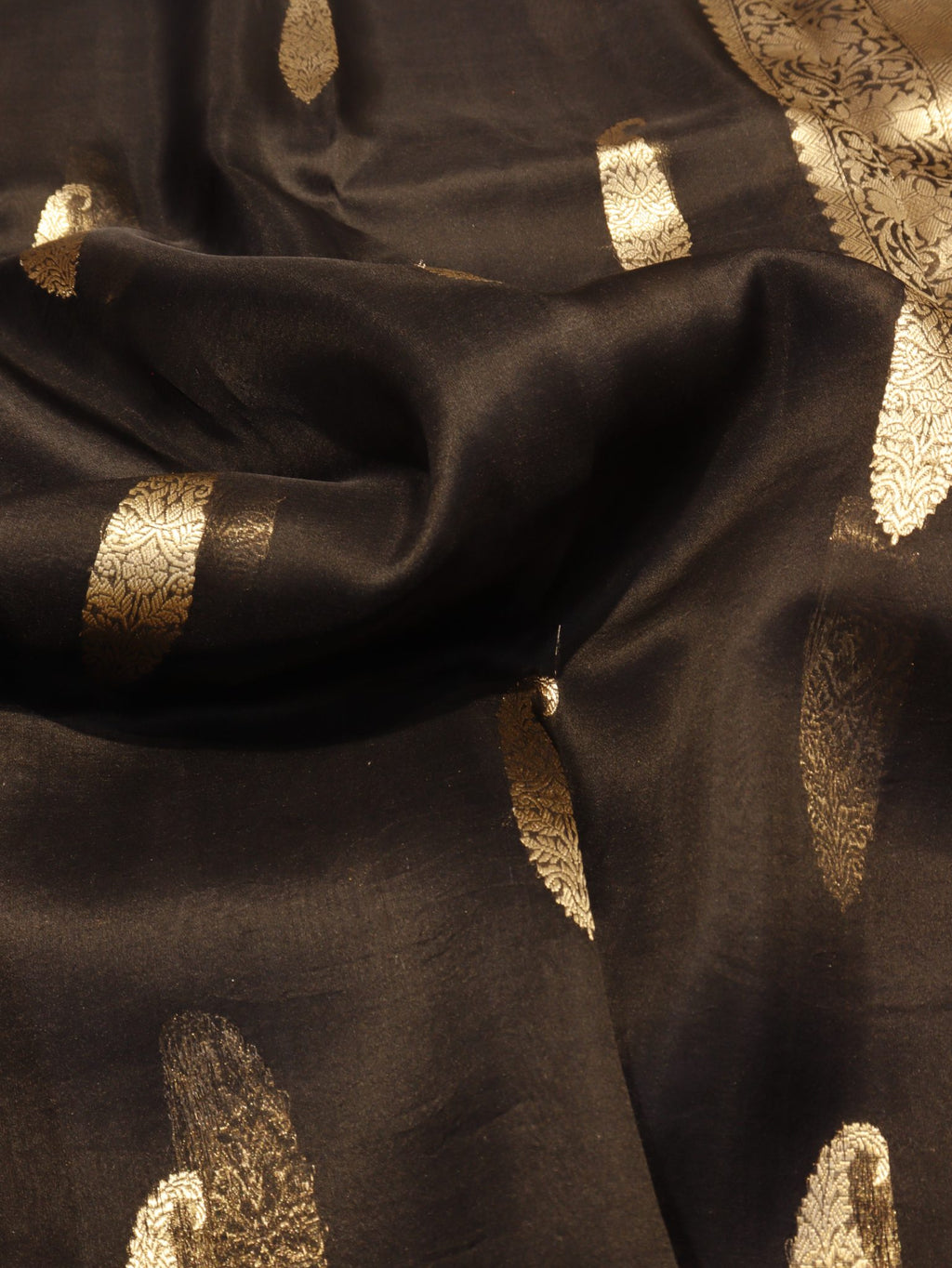 Black Kora Silk Banarasi saree blouse piece