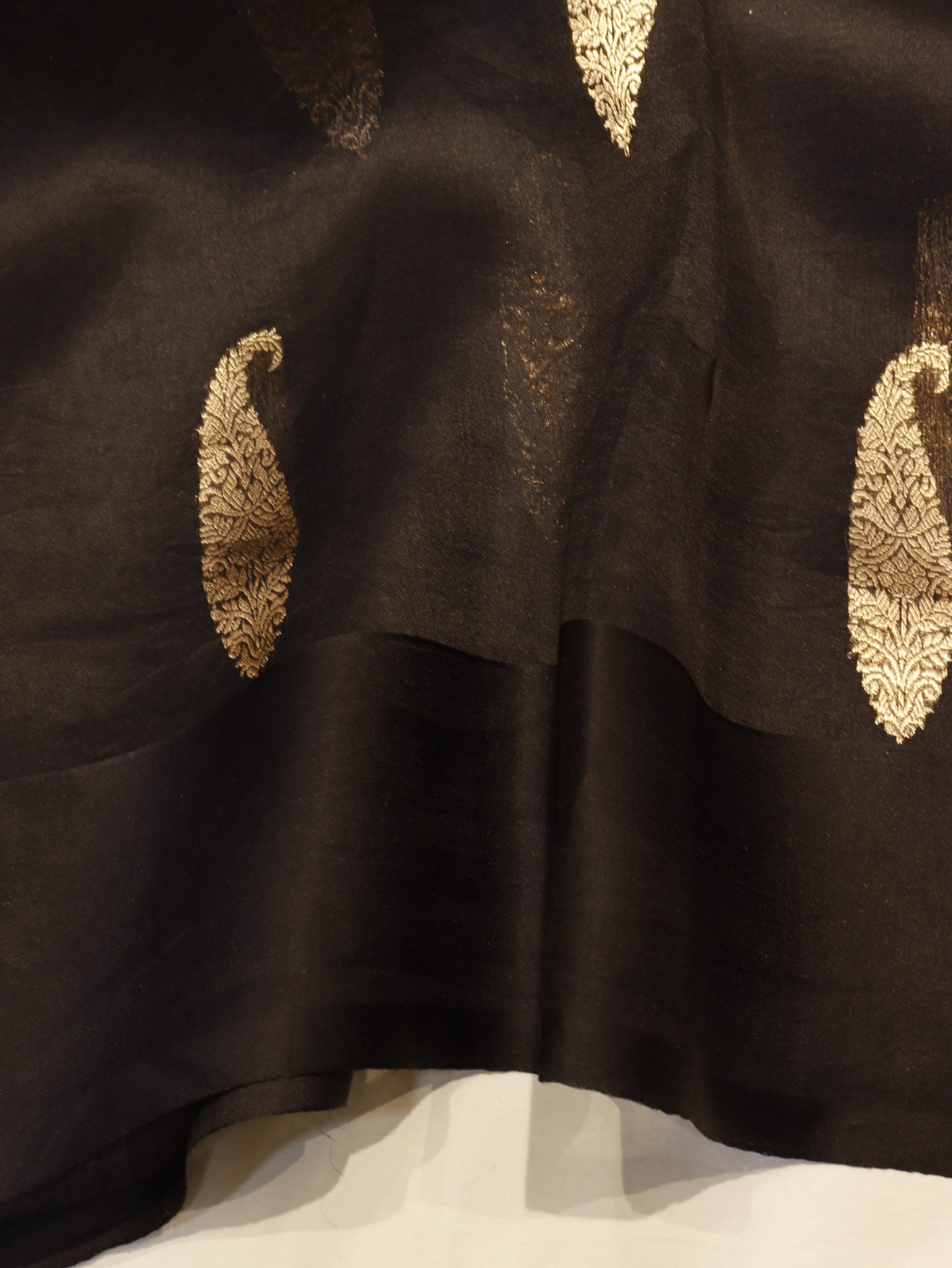 Black Kora Silk Banarasi saree zari work detail
