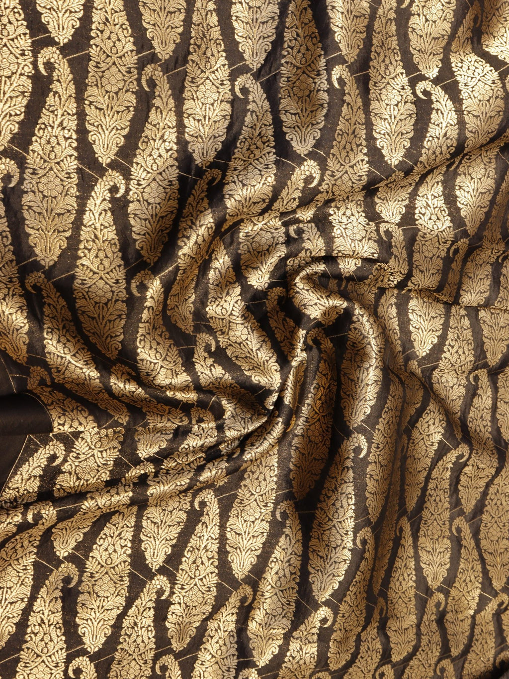 Black Kora Silk Banarasi saree front drape view