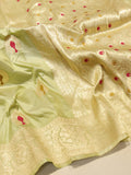 Pistachio Katan Silk Banarasi saree pallu detail