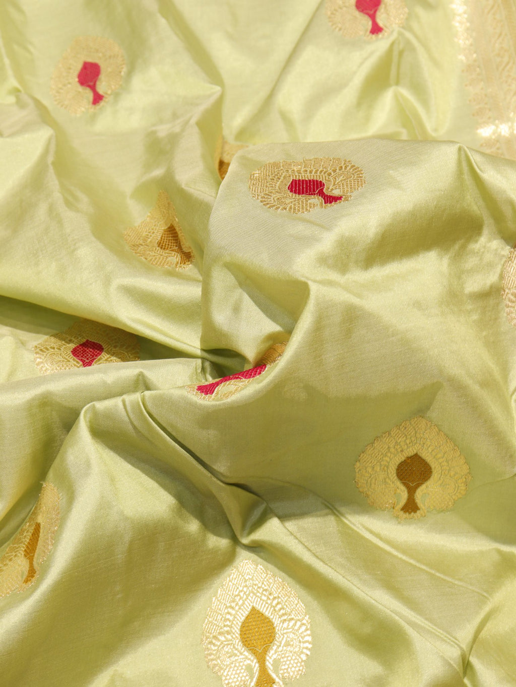 Pistachio Katan Silk Banarasi saree blouse piece