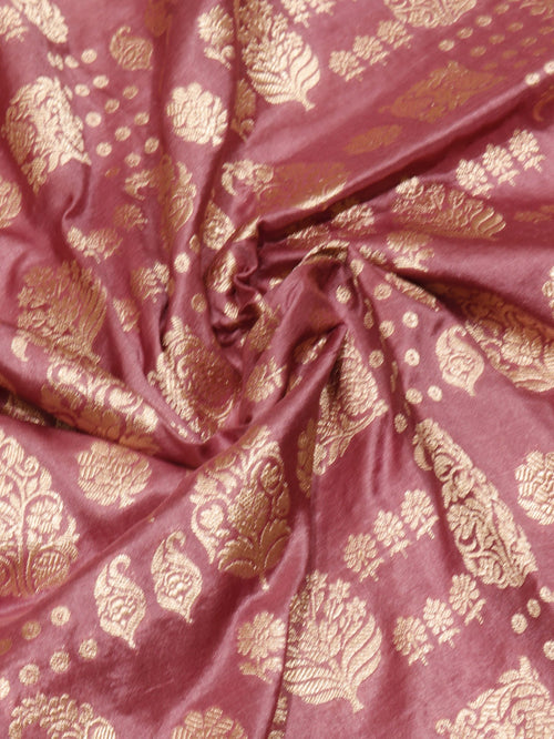 Onion Pink Katan Silk Banarasi dupatta border closeup