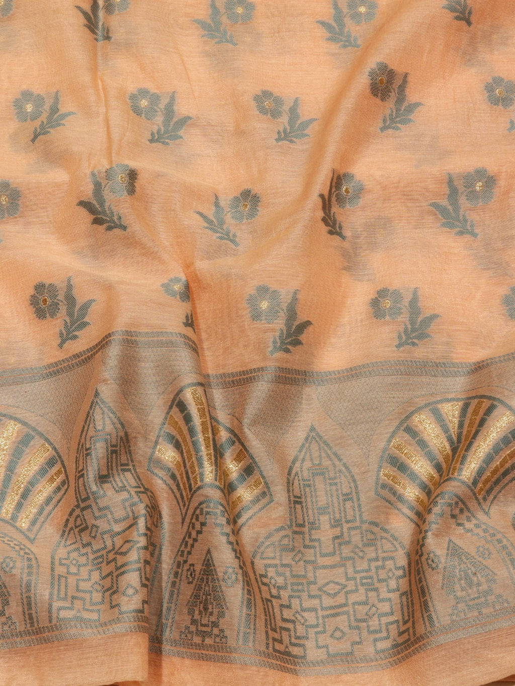 Orange Cotton Banarasi suit sleeve detail