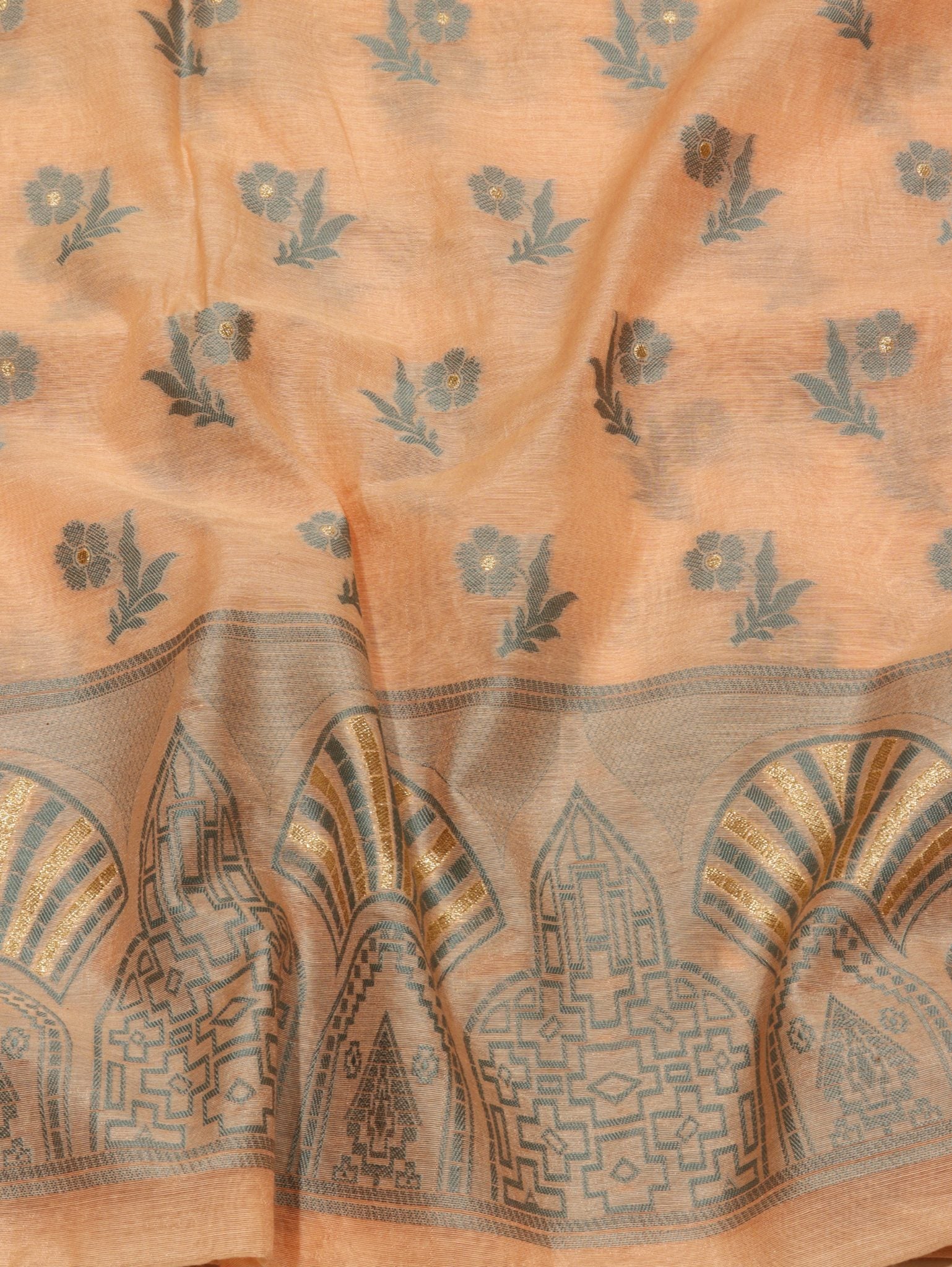 Orange Cotton Banarasi suit sleeve detail