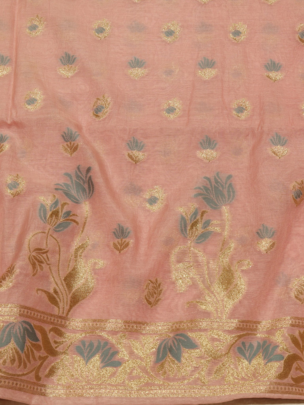 Pink Cotton Banarasi suit sleeve detail