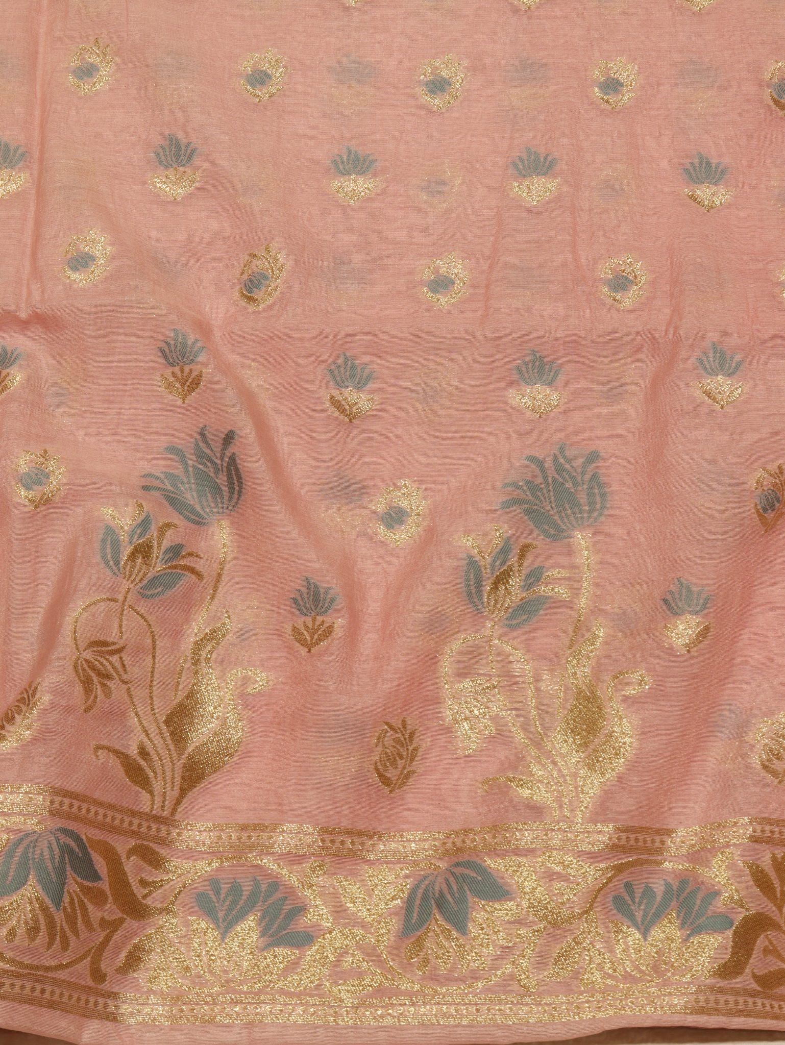 Pink Cotton Banarasi suit sleeve detail