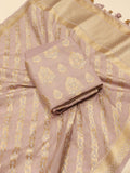 Novel Lilac Cotton Banarasi suit front drape view