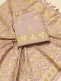 Lilac Cotton Banarasi suit front drape view