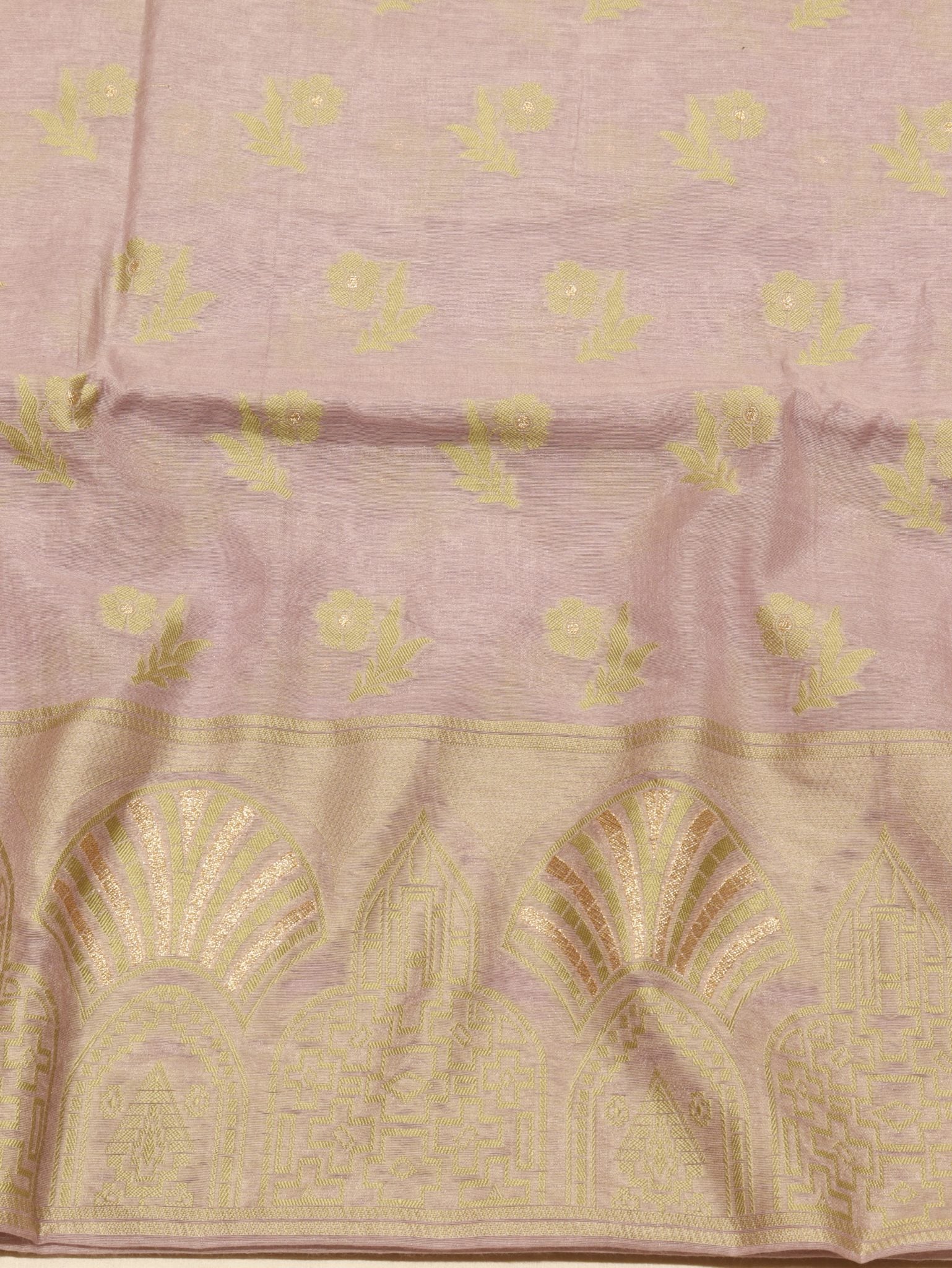Dusty Lavender Cotton Banarasi suit sleeve detail