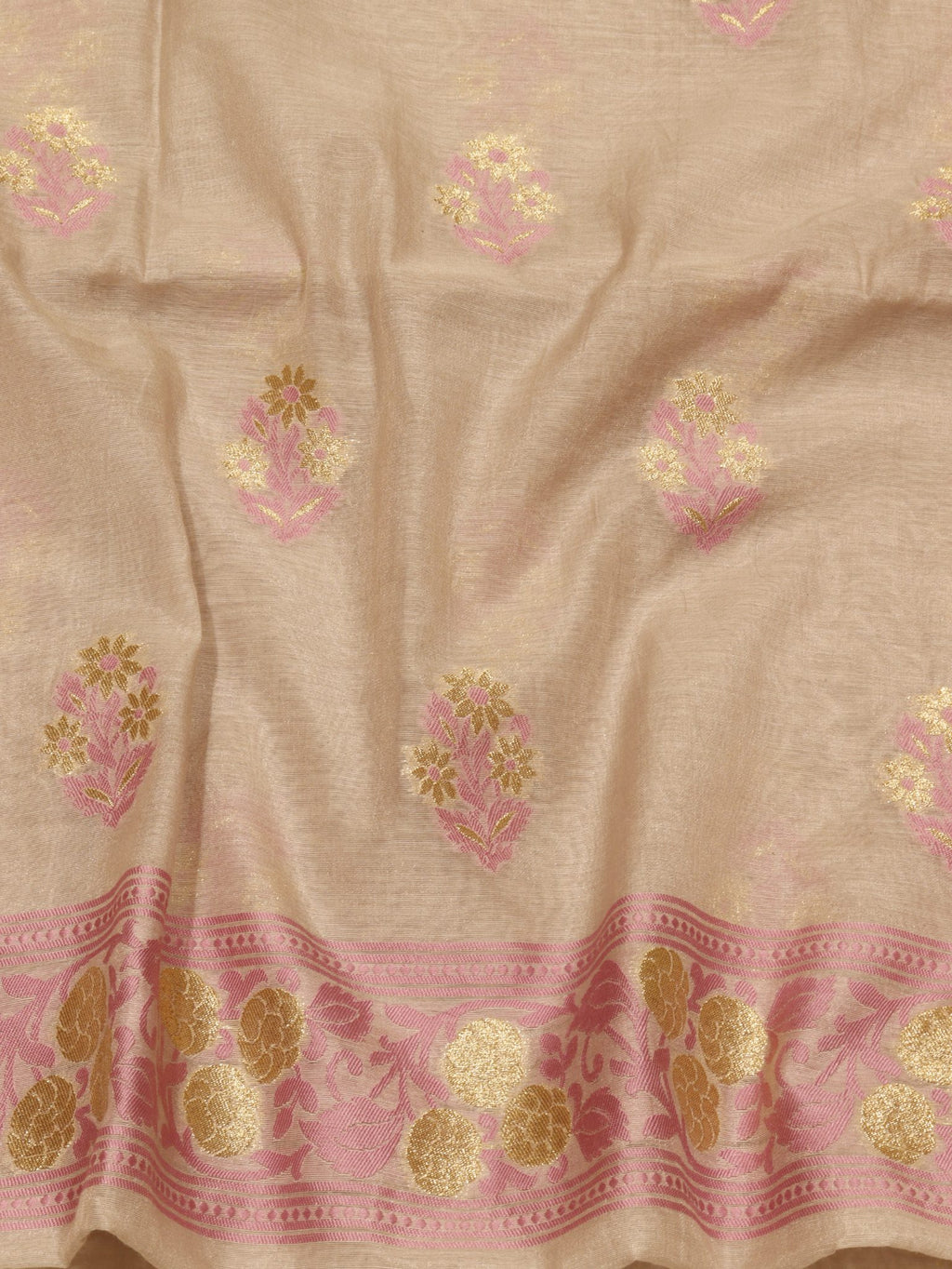Taupe Cotton Banarasi suit sleeve detail