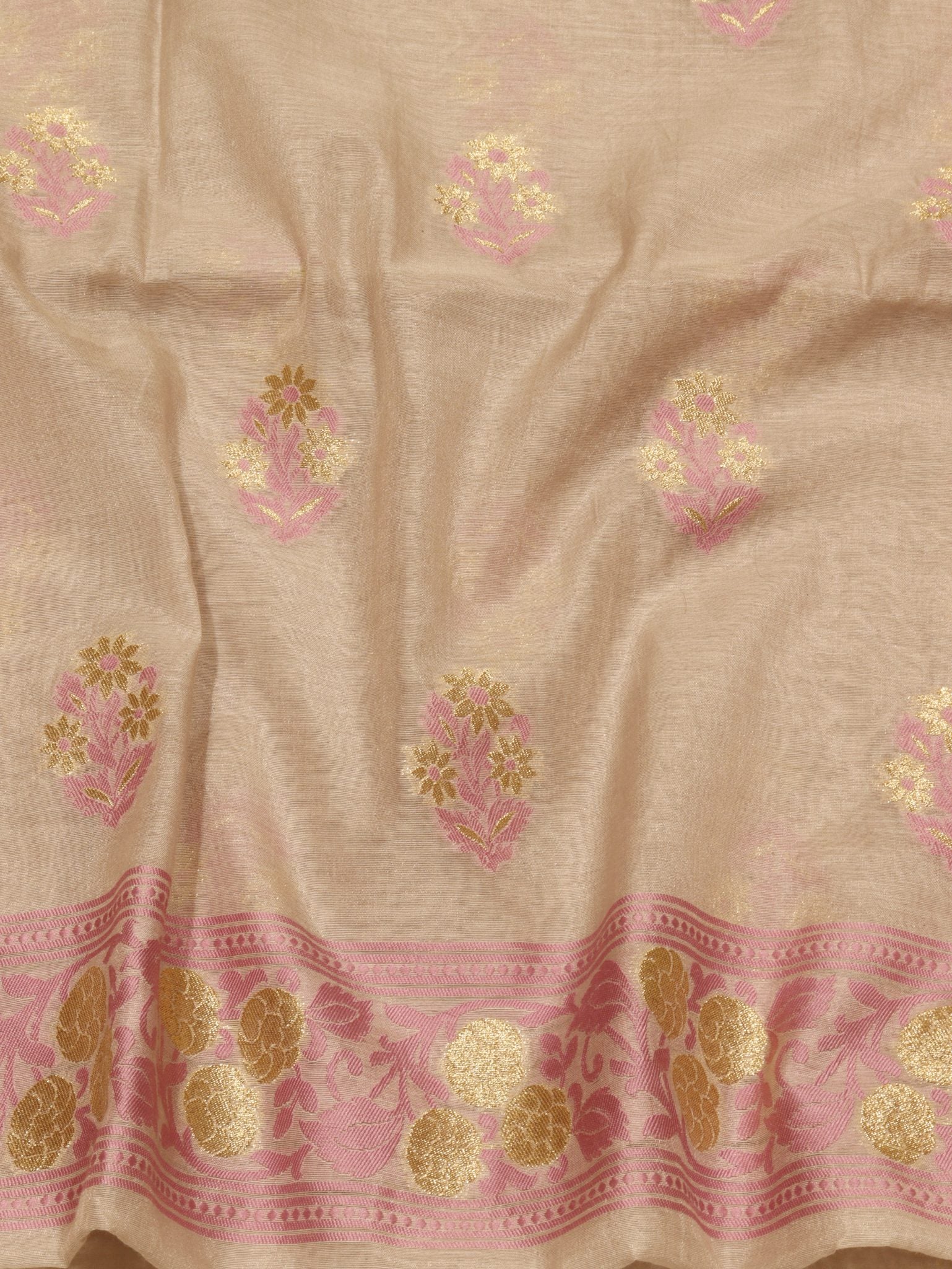 Taupe Cotton Banarasi suit sleeve detail