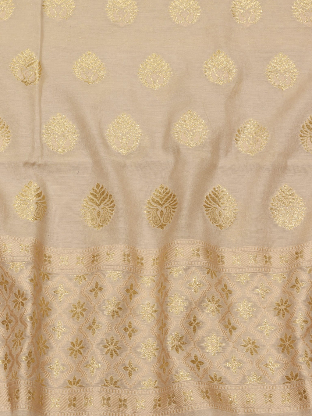 Soft champagne beige Cotton Banarasi suit sleeve detail