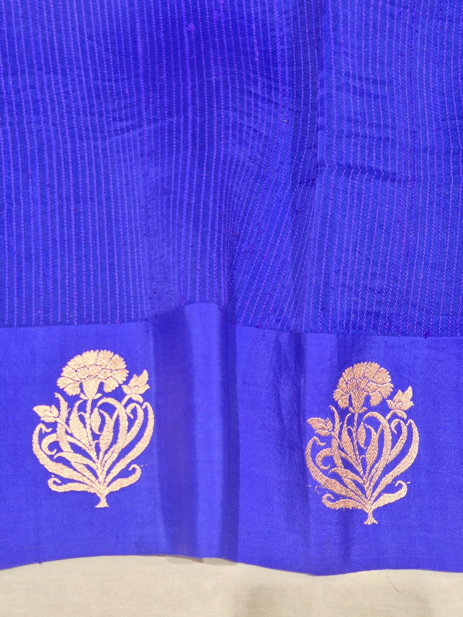 Royal Blue Kora Silk Banarasi saree blouse piece