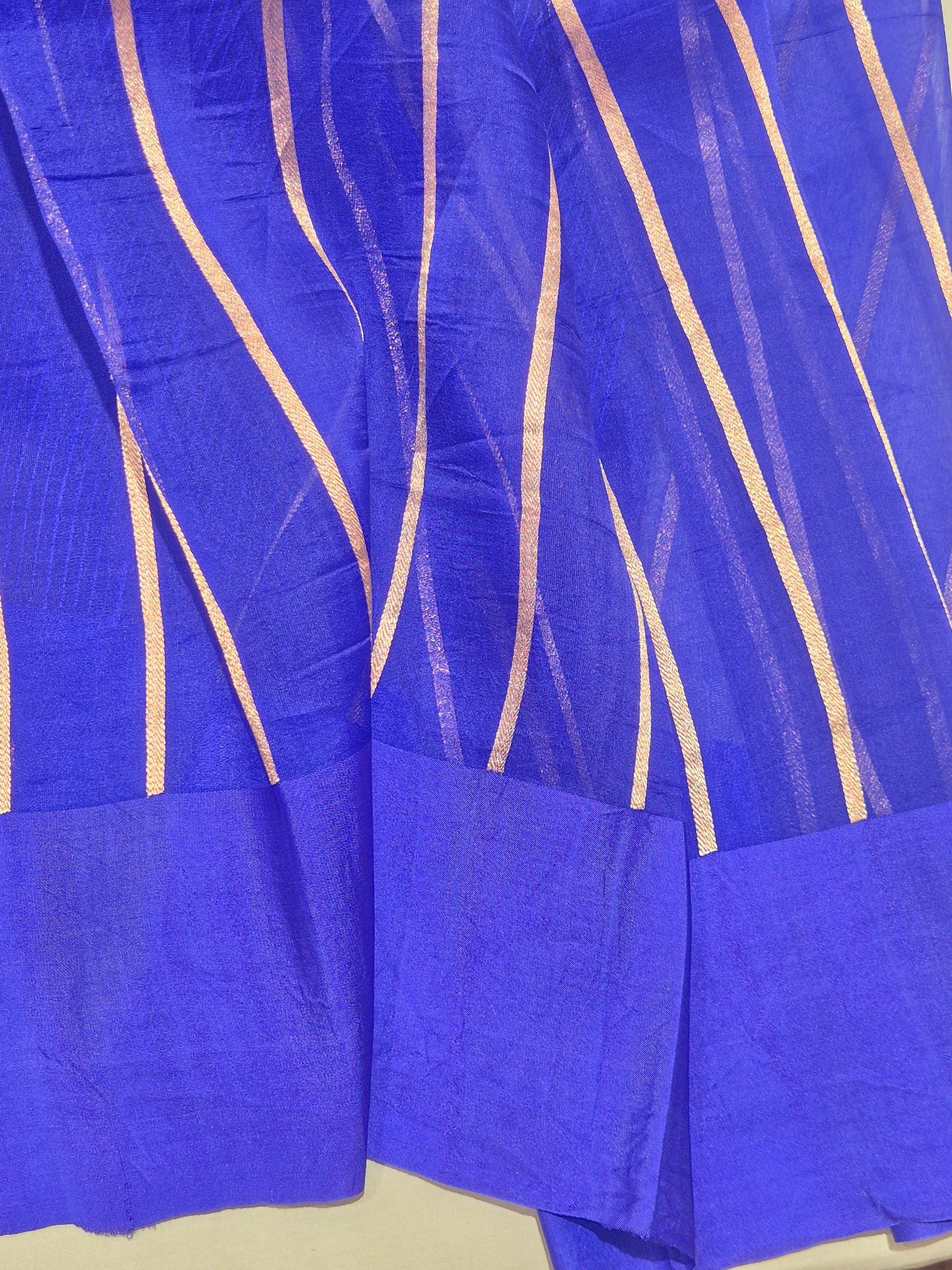 Royal Blue Kora Silk Banarasi saree zari work detail