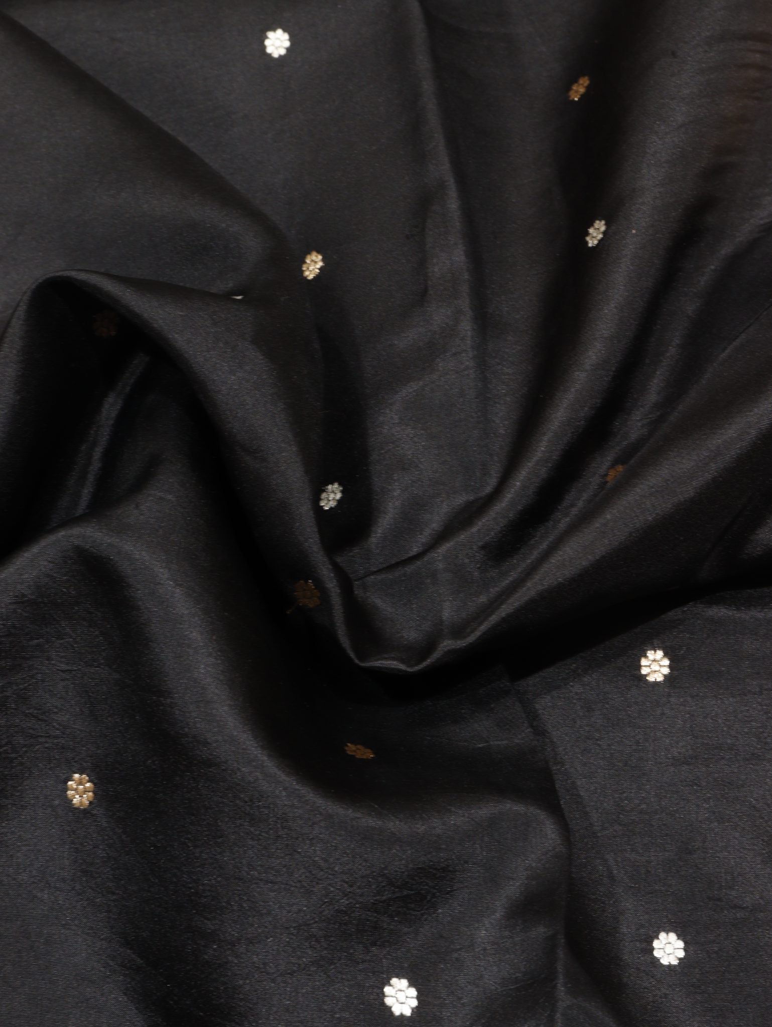 Black Soft Katan Banarasi saree blouse piece