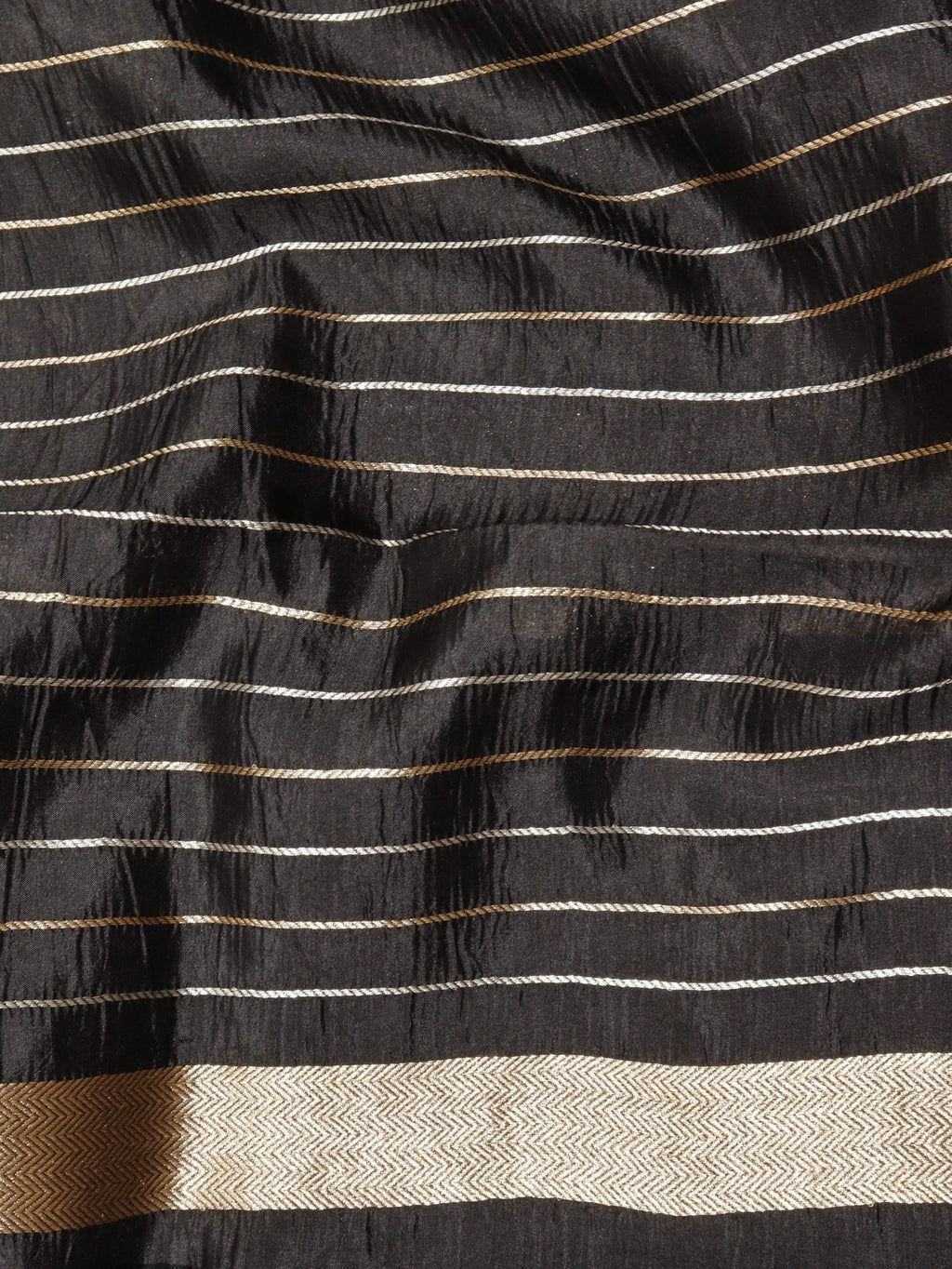Black Soft Katan Banarasi saree zari work detail
