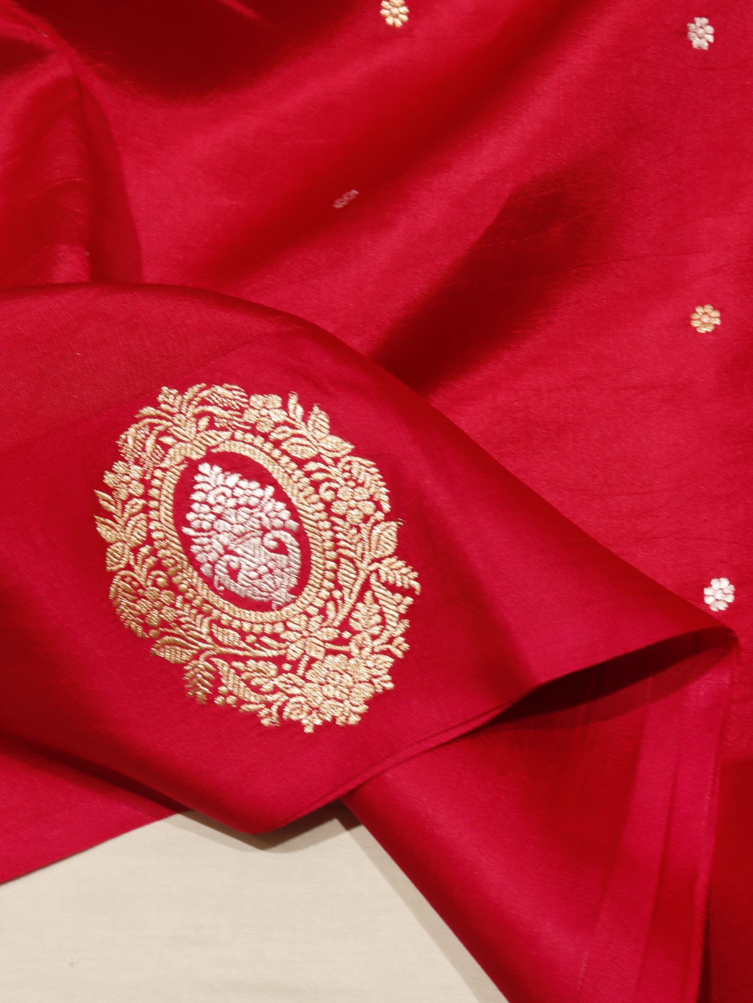 Pink Soft Katan Banarasi saree full spread