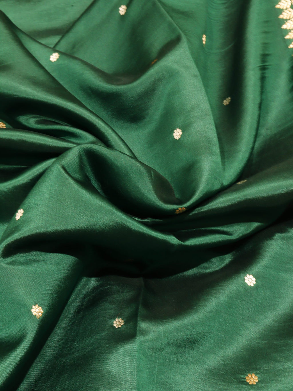 Bottle Green Soft Katan Banarasi saree blouse piece