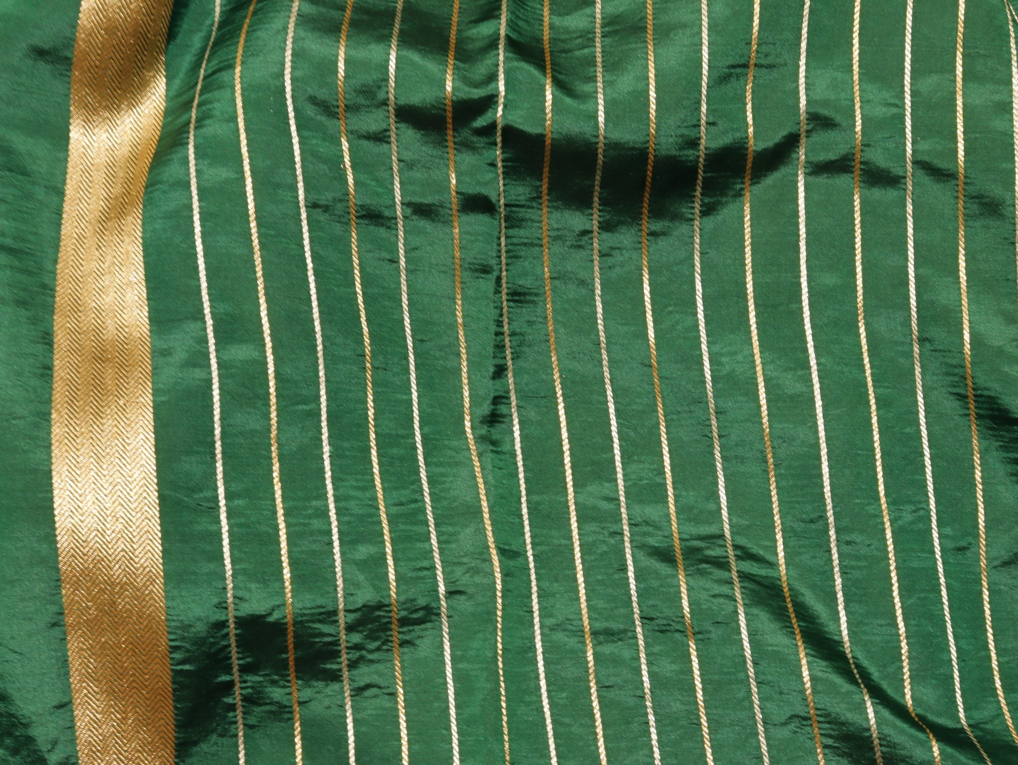 Bottle Green Soft Katan Banarasi saree zari work detail