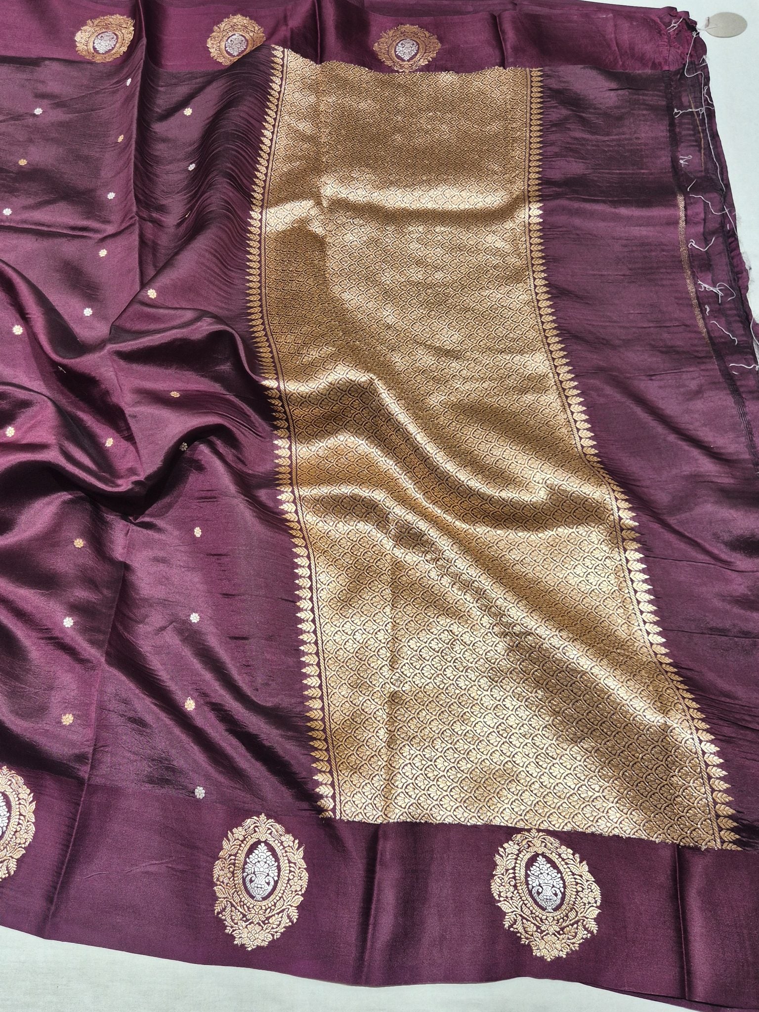 Wine Soft Katan Banarasi saree blouse piece
