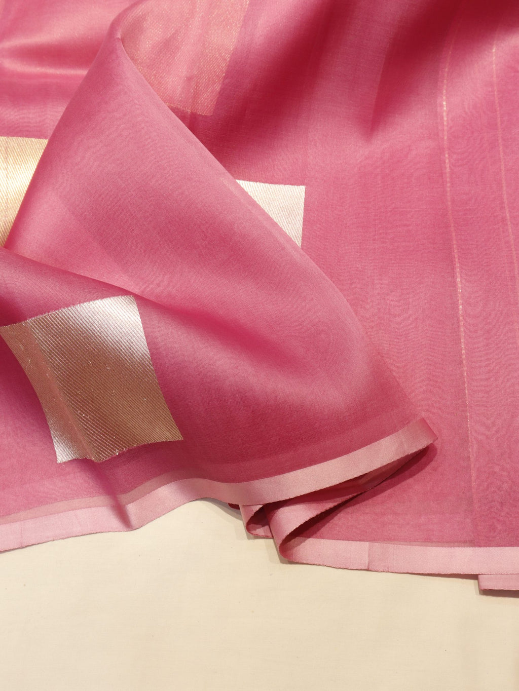 Ombre - Light Coffee, Pink Kora Silk Banarasi saree folded view