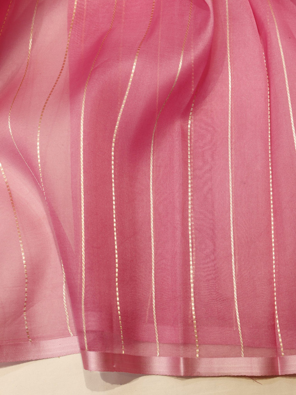 Ombre - Light Coffee, Pink Kora Silk Banarasi saree pallu detail